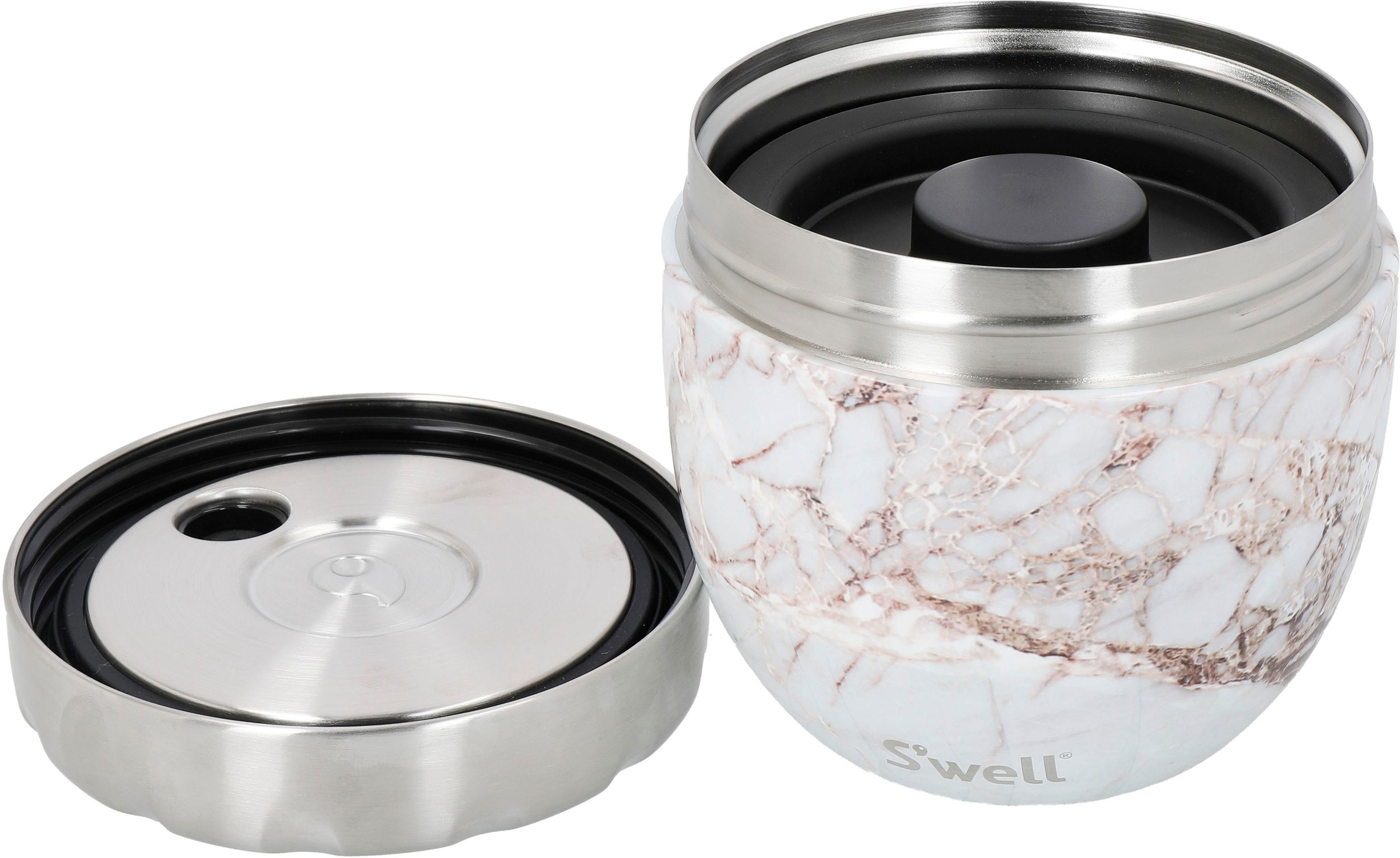 S'well Thermobehälter »Calacatta  S'well Eats 2-in-1 Essensschale« 1 Stk. tlg. VAKUUM-ISOLIERTE KONSTRUKTION, 363 ml