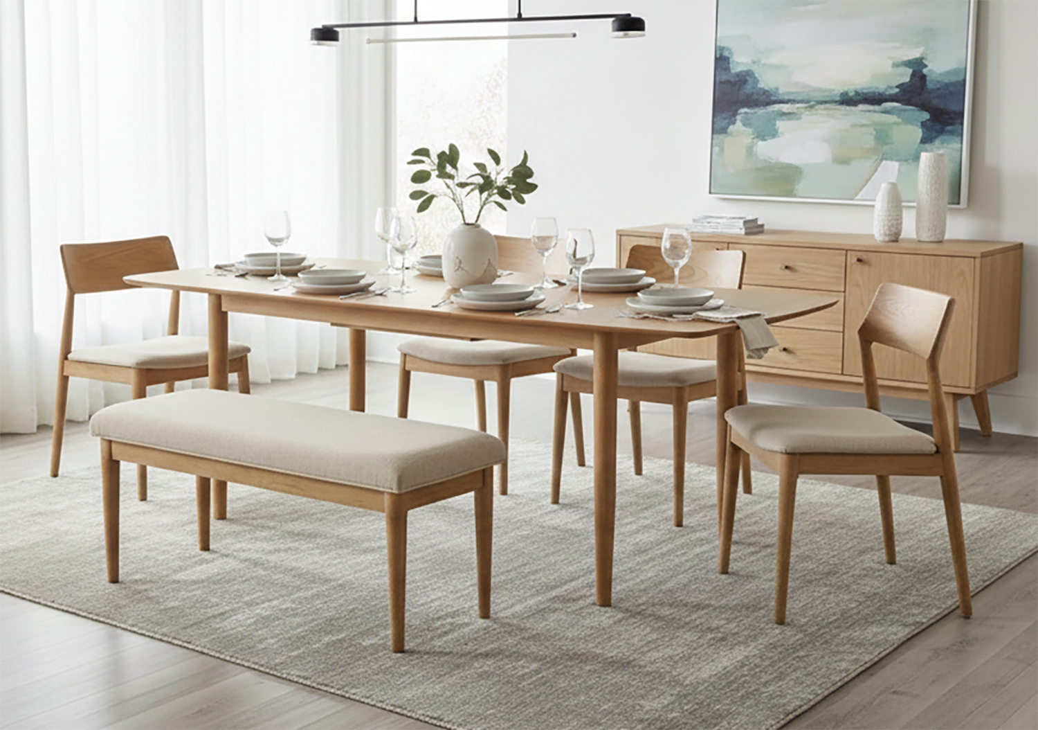 Jahnke Esstisch »DINE SCAN« Esstisch, ausziehbar, Massivholz, Skandi-Look, B:180-219 cm