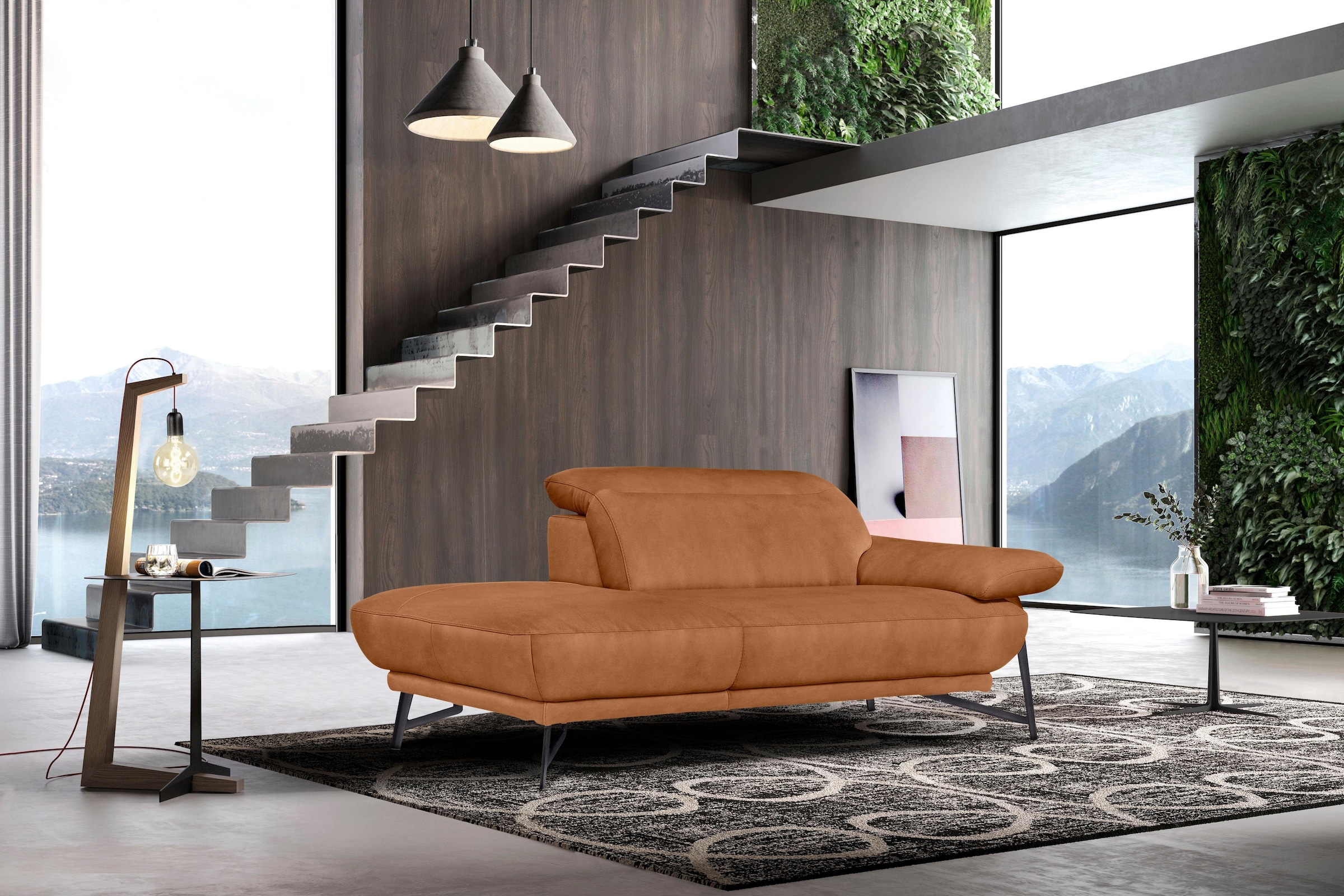 Egoitaliano Ottomane »Anais, Designsofa mit hohem Sitzkomfort, Designfuß«, Solitärmöbel als Blickfang, inkl. verstellbarer Kopfstützen