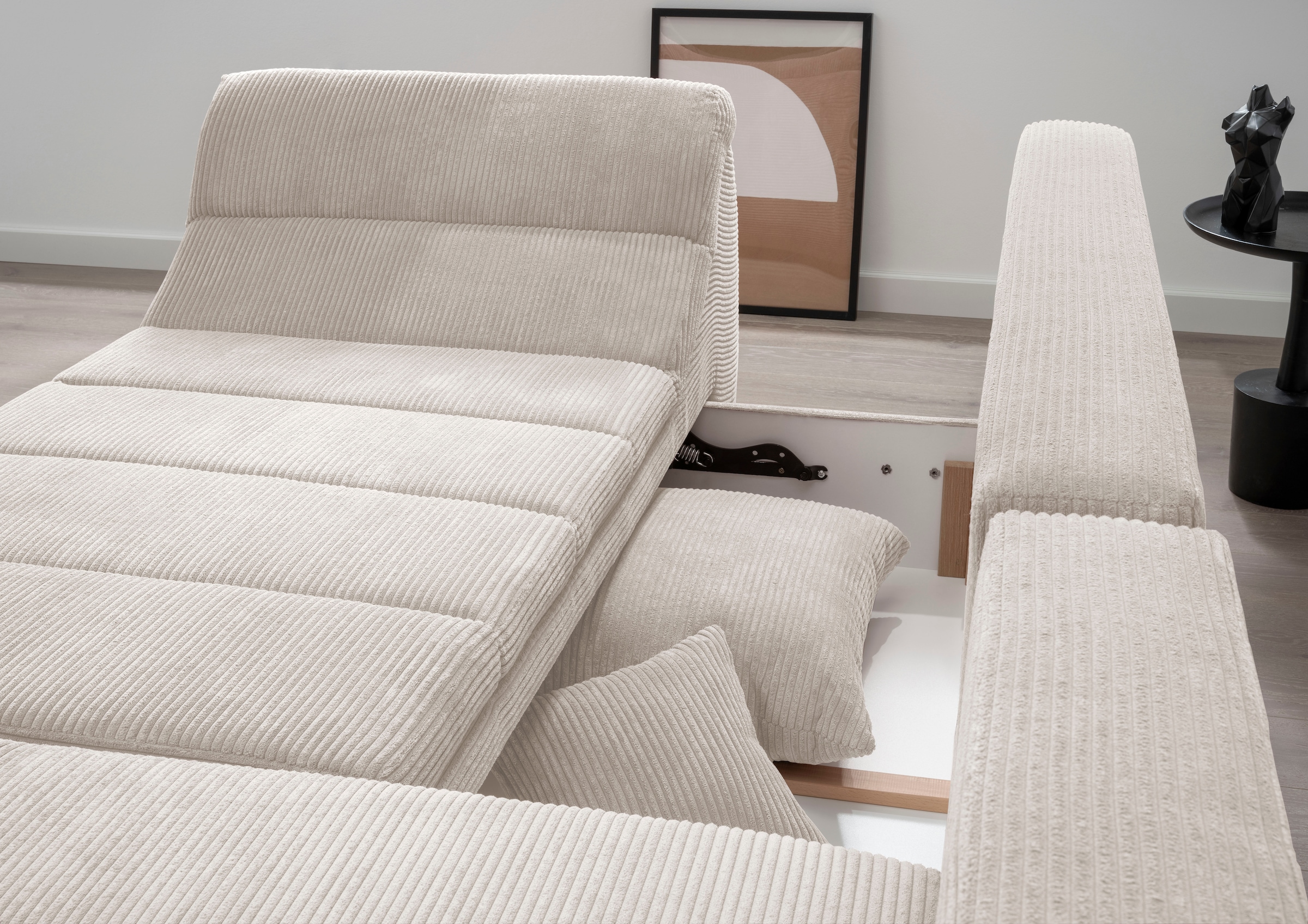 INOSIGN Ecksofa »Imola elegant und bequem, aktuelle Steppung im Sitz, L-Form«, wahlweise mit Bettfunktion