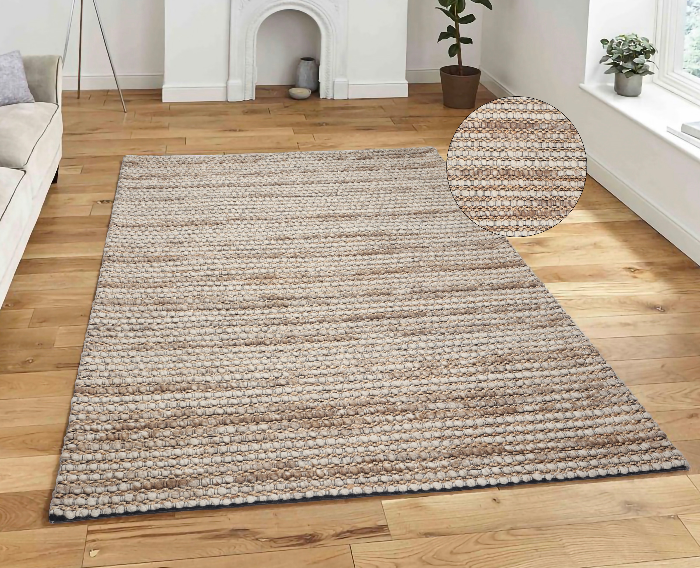 my home Wollteppich »Leevy, Wolle und Jute- handgewebt«, rechteckig, 25 mm günstig online kaufen