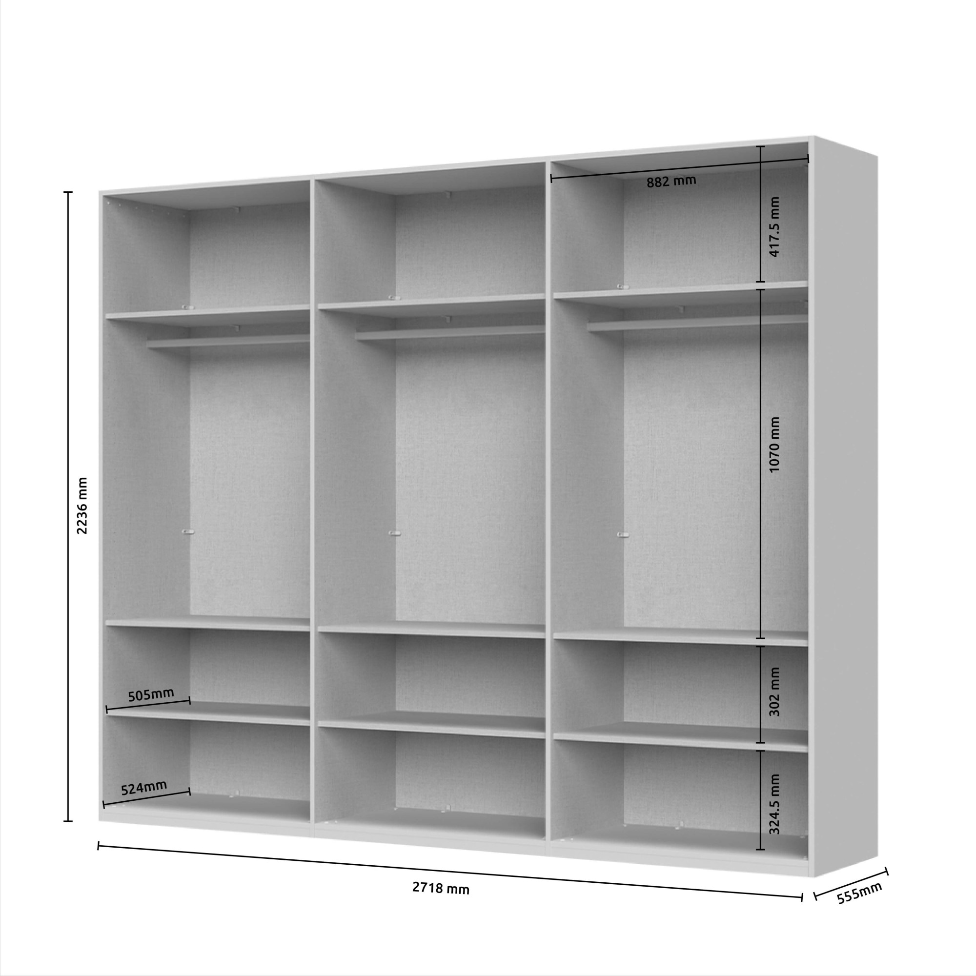 Places of Style Drehtürenschrank »Opera mit oder ohne Kranz inkl. LED-Bel.,B 227,272,317 oder 362 cm«, UV lackiert, Soft Close Funktion, Höhenverstellbare Füße