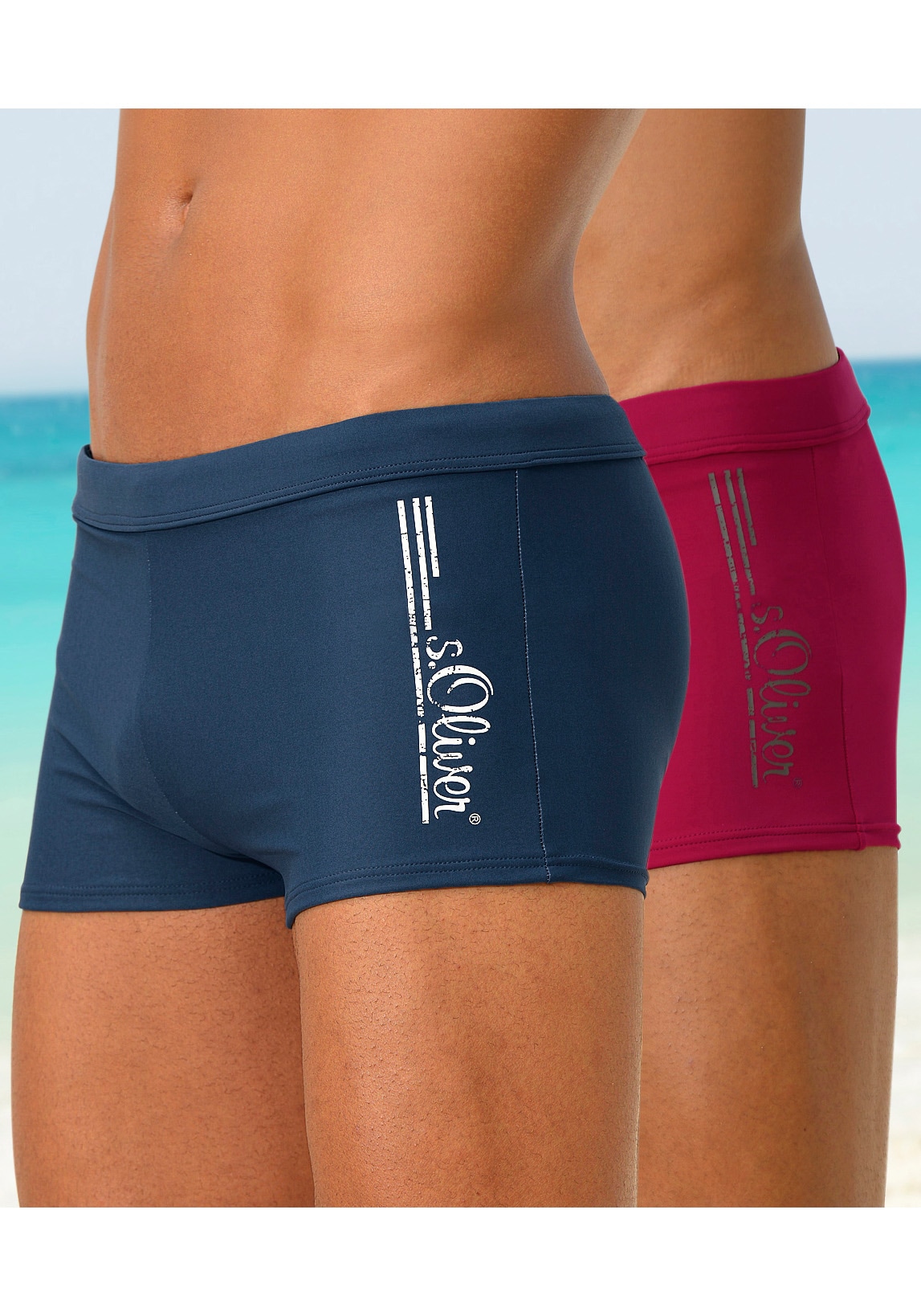 Bild von s.Oliver Boxer-Badehose, mit Logoschriftzug im coolen Used-Look