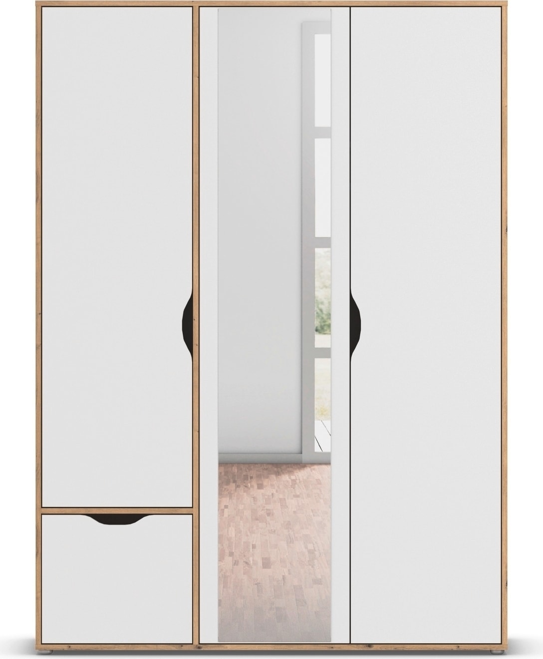 rauch Drehtürenschrank »Kleiderschrank Schrank Garderobe Wäscheschrank NARAI mit Schubladen«, (in 3 verschiedenen Ausstattungen BASIC/CLASSIC/PREMIUM), Griffausfräsungen für eine grifflose Optik TOPSELLER MADE IN GERMANY