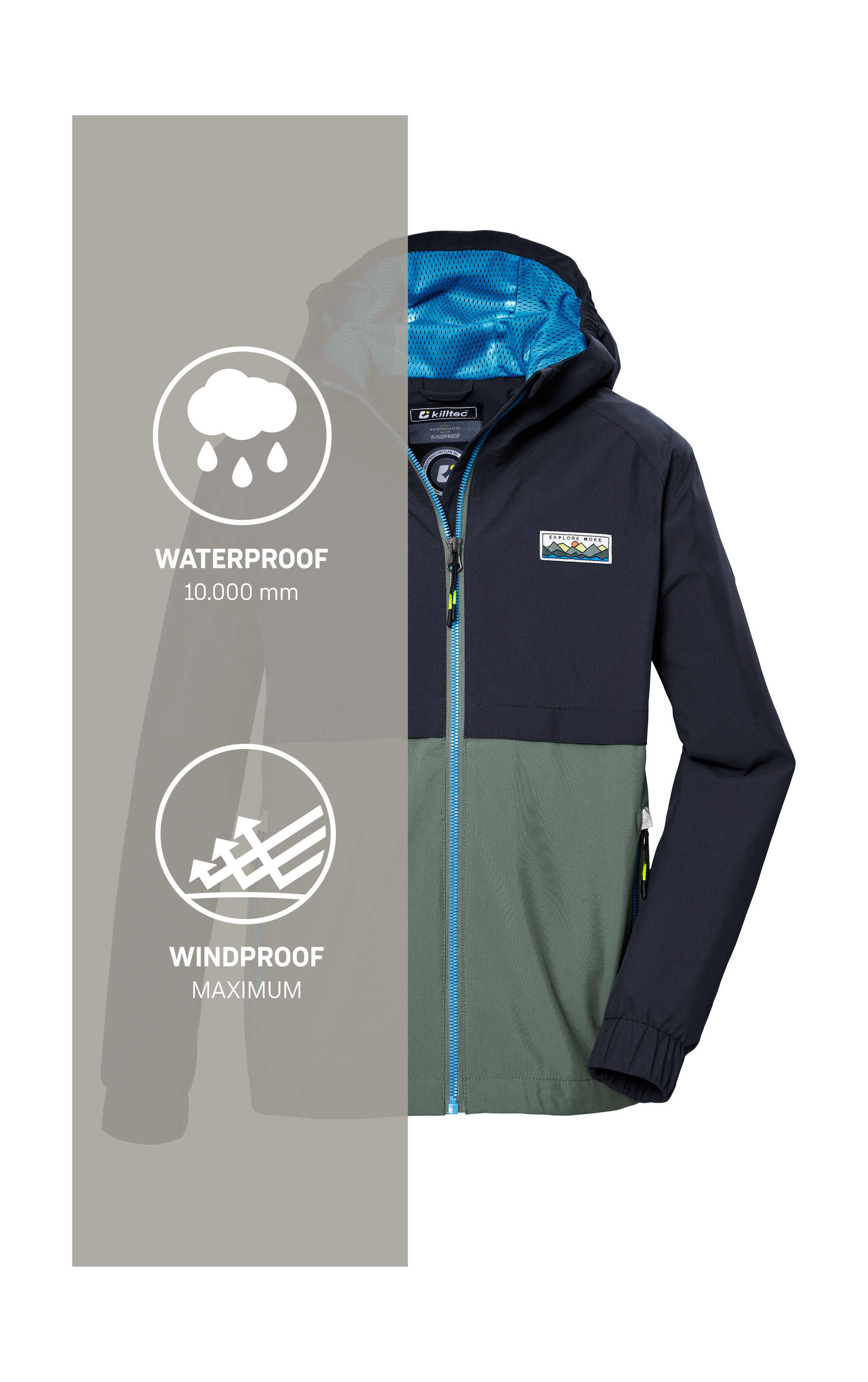 Killtec Funktionsjacke »KOS 141 BYS JCKT«, Wasserdichte Kinderjacke, Colourblock, reflektierend, PFAS-frei