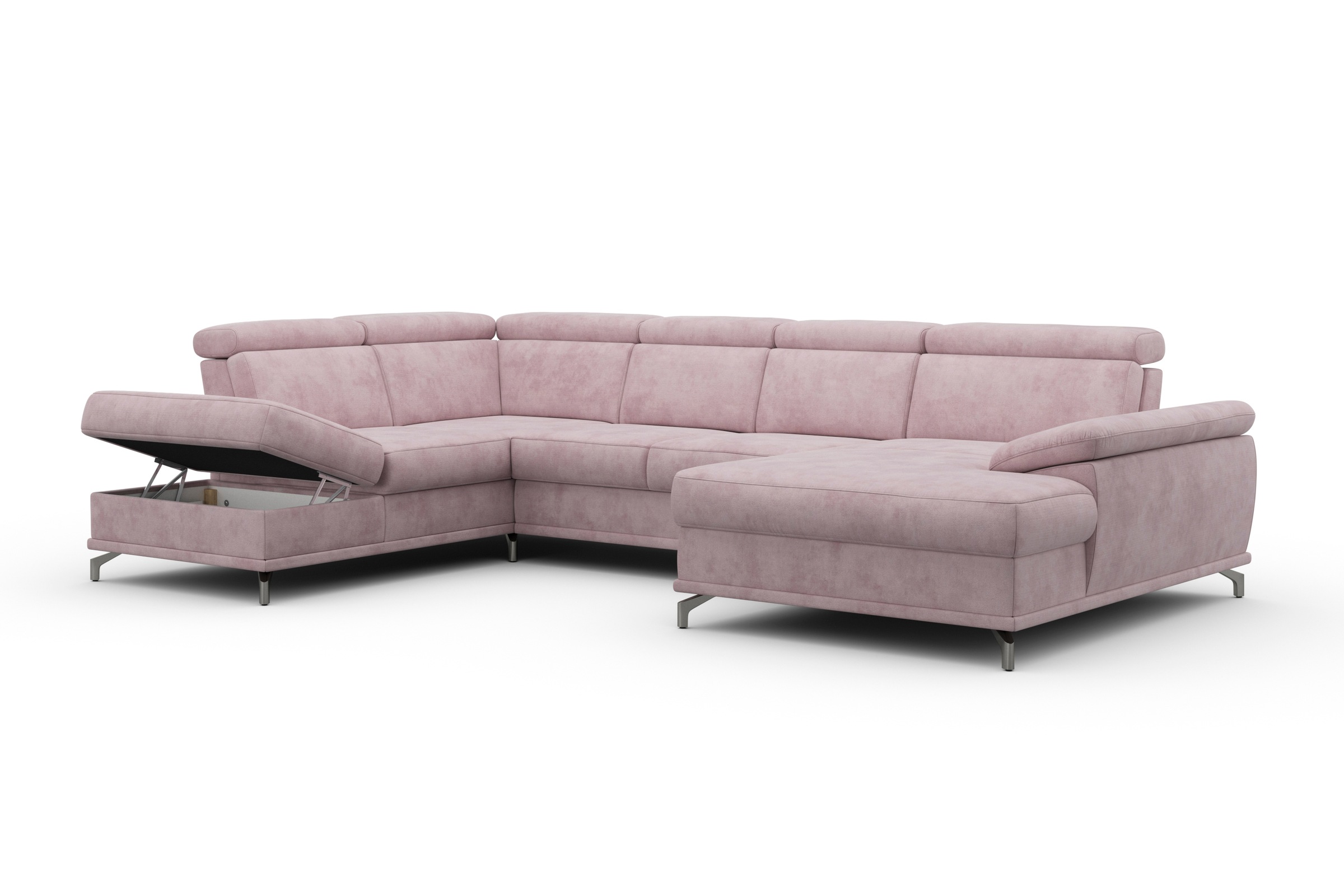 sit&more Wohnlandschaft »Cabrio U-Form, mit Sitztiefenverstellung, Arm- und Kopfteilverstellung«, 3 Nierenkissen, Federkern, optional Bettfunktion und Stauraum