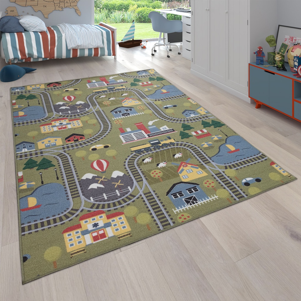 Paco Home Kinderteppich »Lino 682«, rund, Wendeteppich, Straßen-Spielteppich & Lernteppich, Kinderzimmer