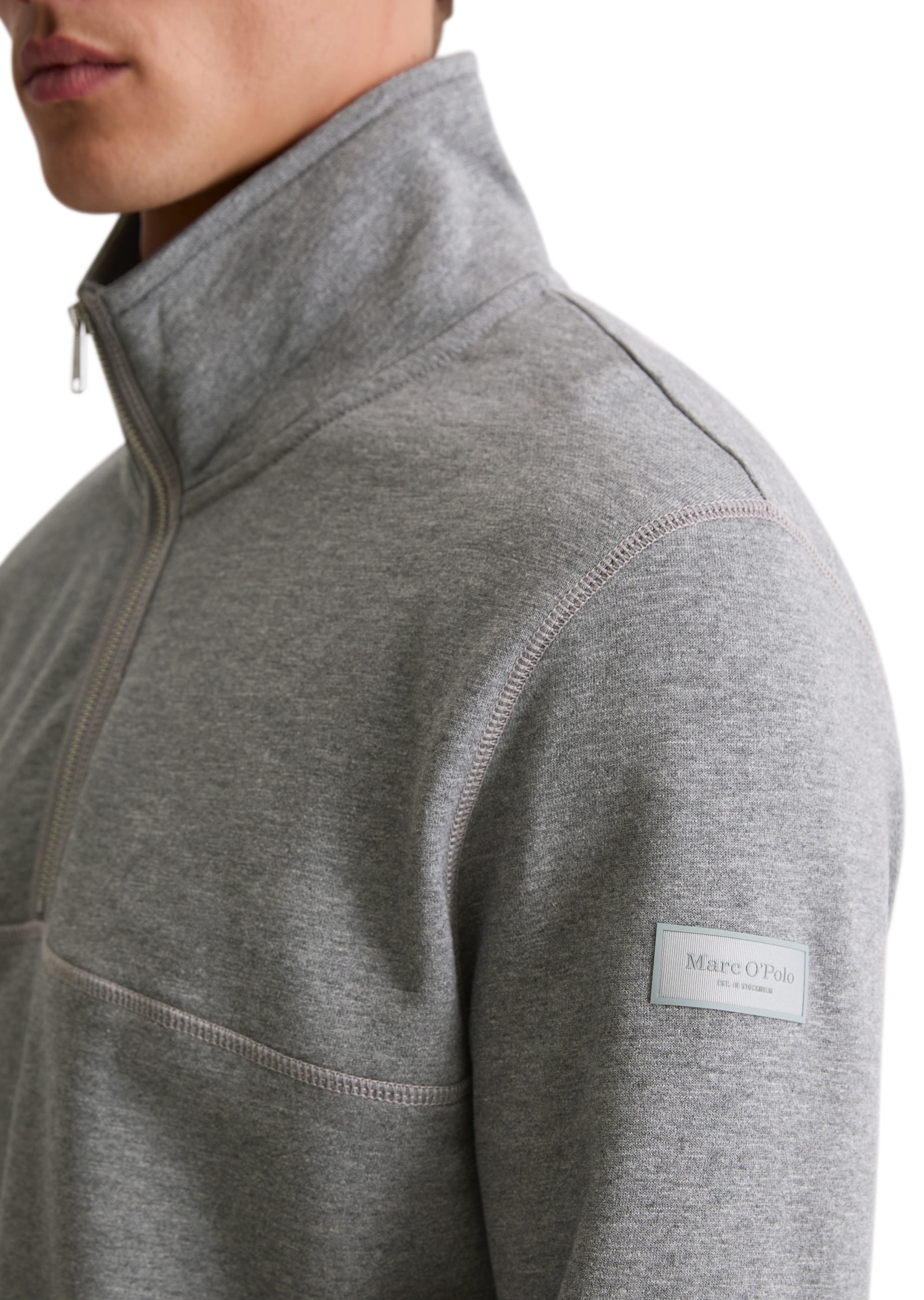 Marc O'Polo Sweatshirt »regular fit aus weicher Bio-Baumwolle«, Troyerkragen mit Reißverschluss
