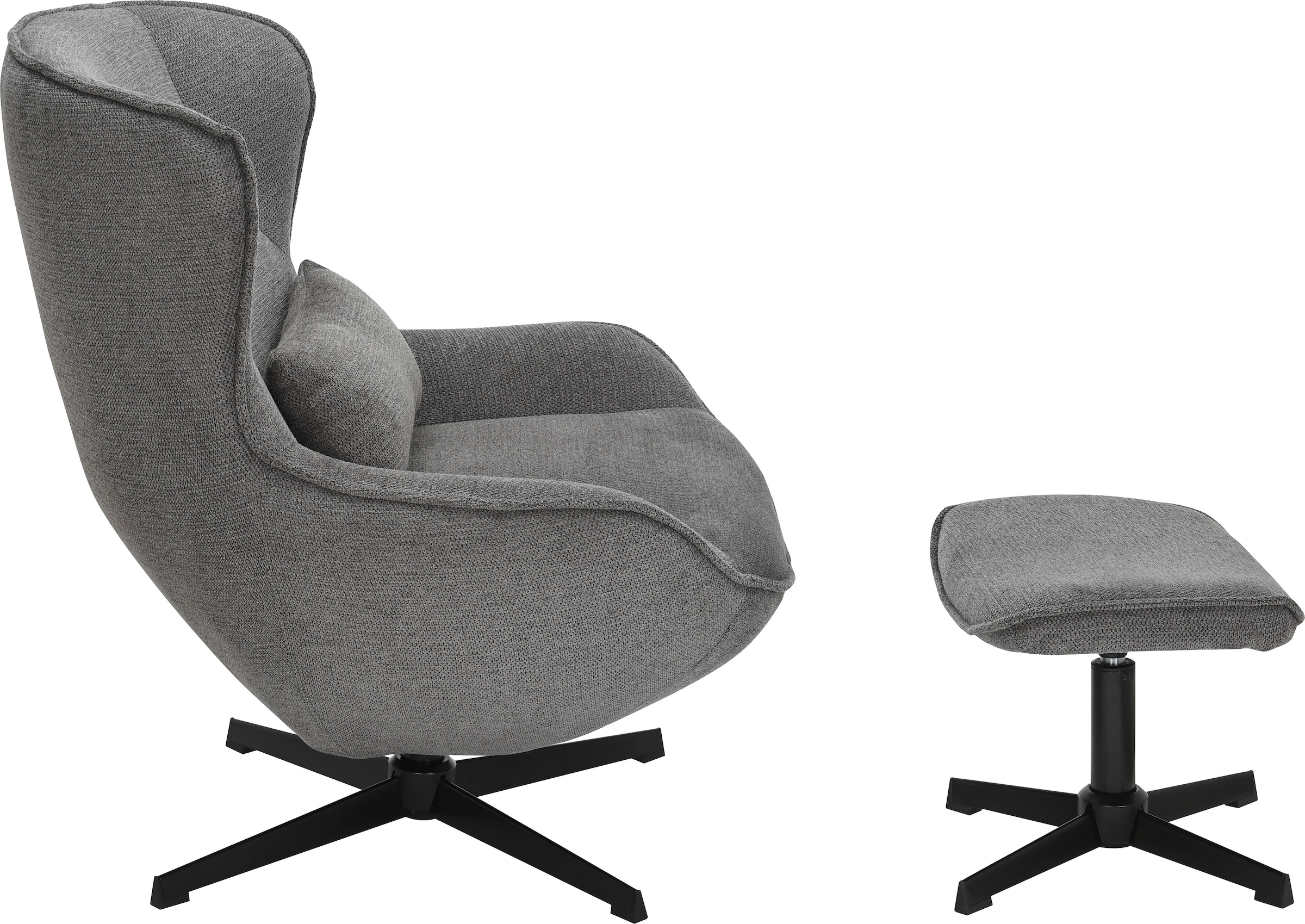 OTTO home Sessel »Yolli Relaxsessel, TV-Sessel mit Hocker« 360° Grad drehbar, Struktur-Bezug