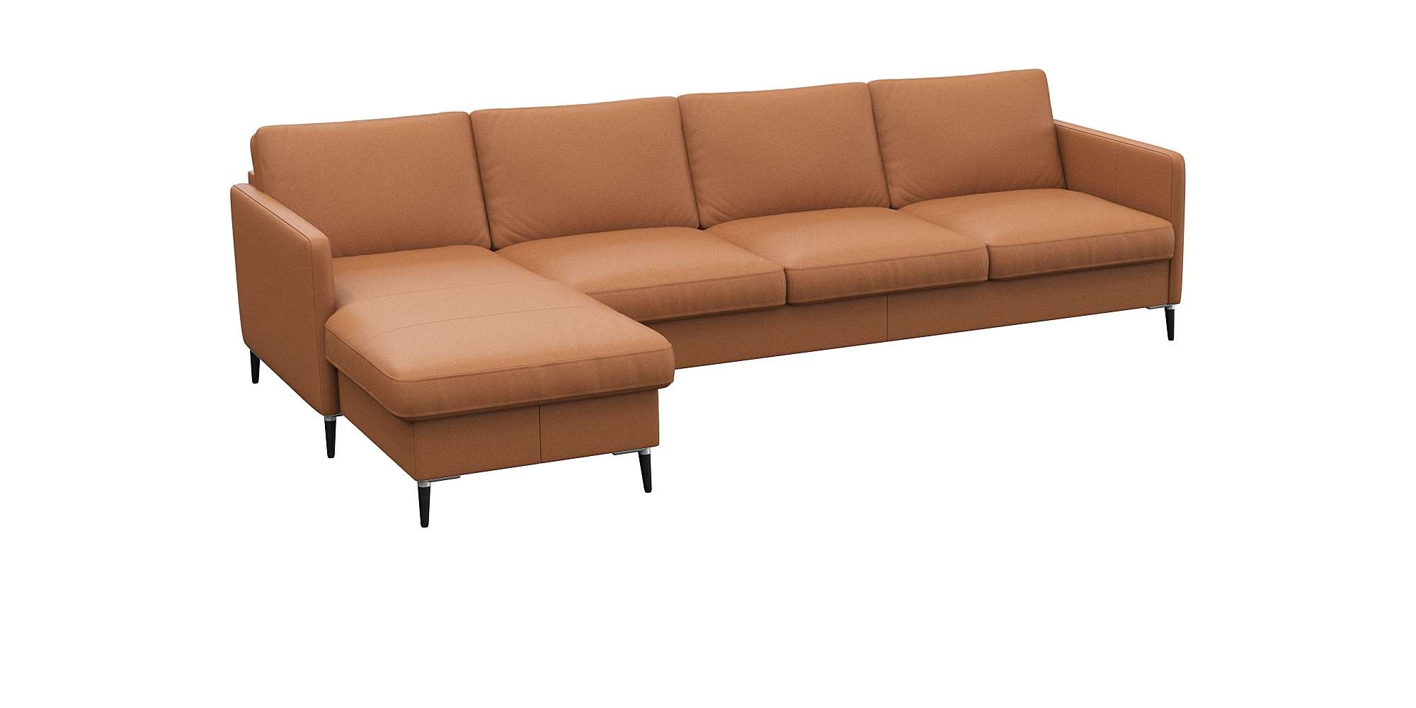 FLEXLUX Ecksofa »Fiore, L-Form«, schmale Armlehnen, Kaltschaum, Füße Alu+sc günstig online kaufen
