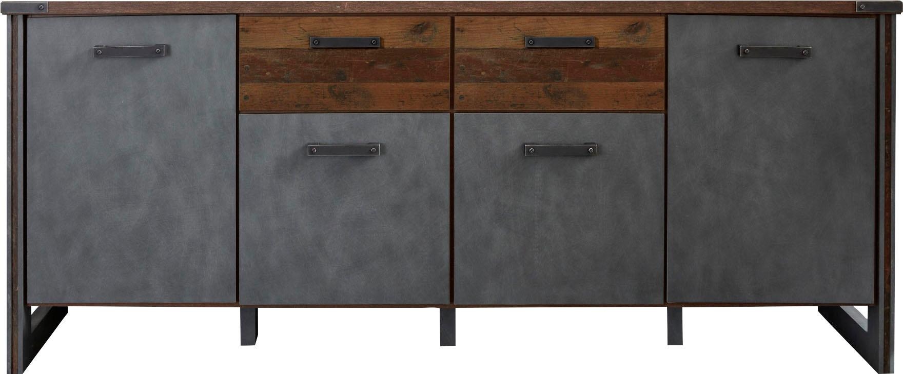 Home affaire Sideboard »Bristol«, Wohnzimmerschrank im Industrial Style mit 8 Fächern und 2 Schubladen