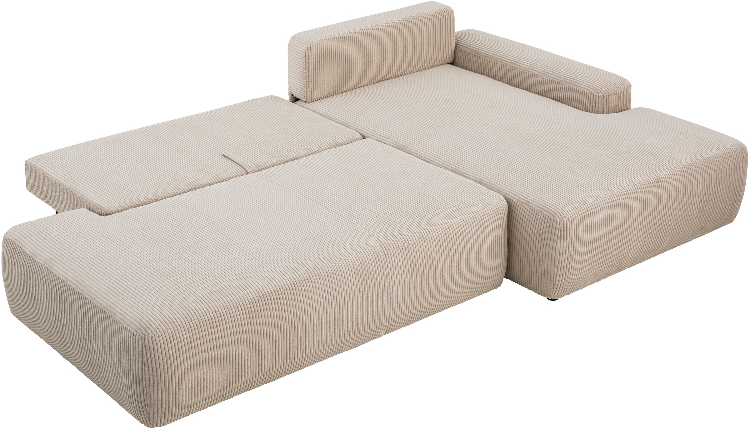 INOSIGN Ecksofa »TORGE, Schlafsofa Cord, Samtvelours u. Strukur fein, Couch in L-Form«, Schlaffunktion und Bettkasten, Liegefläche: 210x125 cm, neues Design