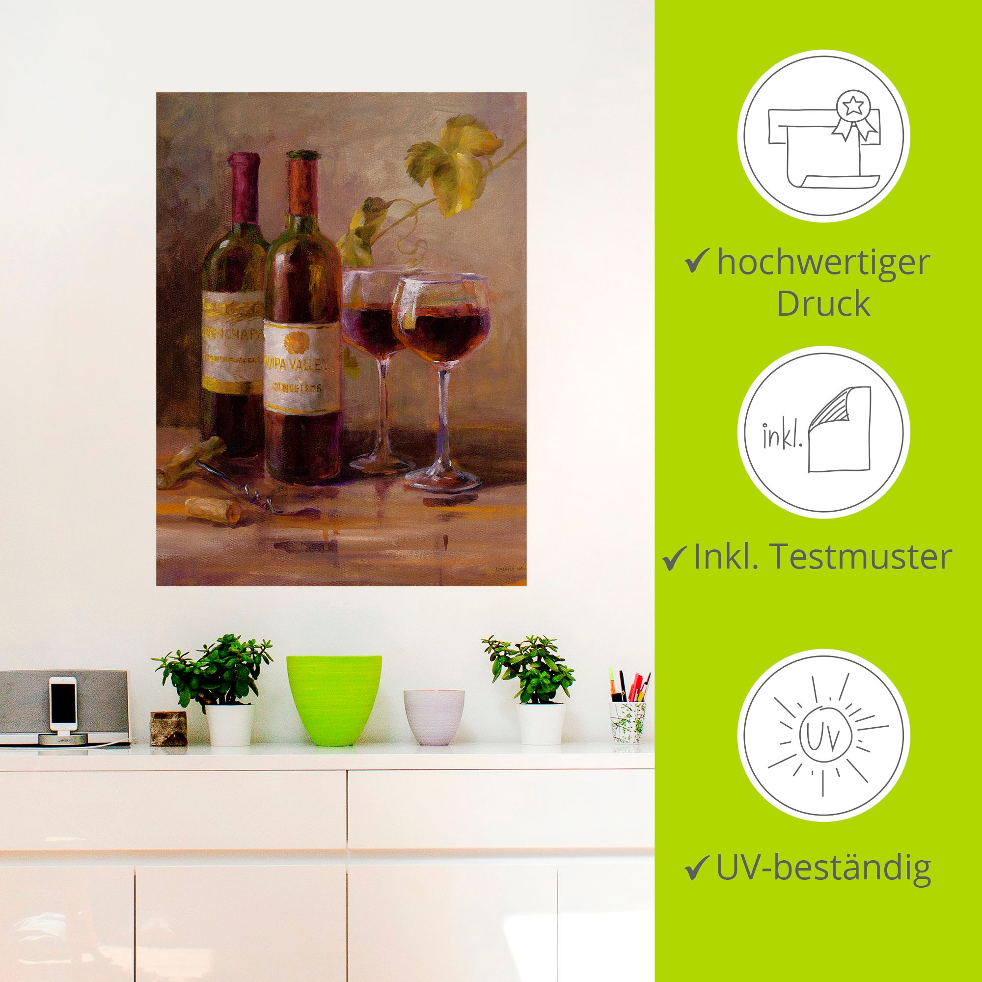 Artland Wandbild »Offener Wein I«, Getränke, (1 St.), als Leinwandbild, Poster, Wandaufkleber in verschied. Größen