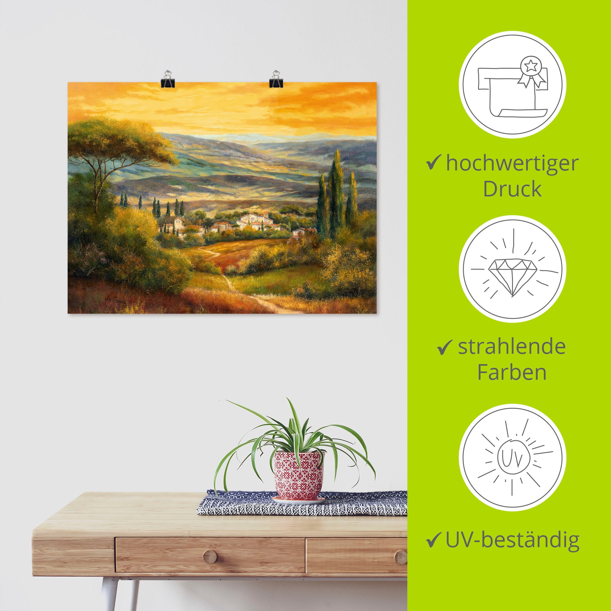 Artland Wandbild »Toskanatal«, Europa, (1 St.), als Leinwandbild, Poster, Wandaufkleber in verschied. Größen