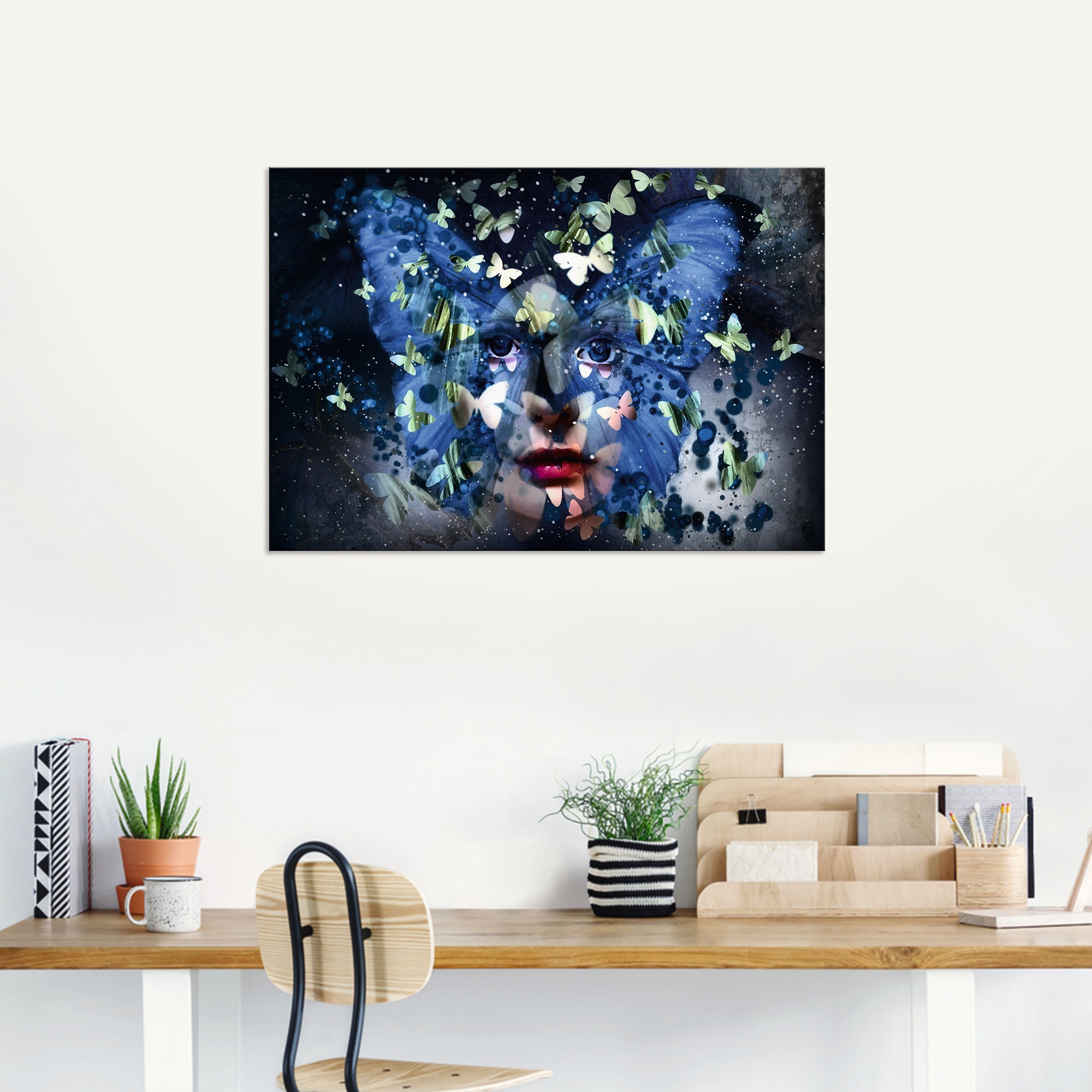 Artland Alu-Dibond-Druck »Fräulein Schmetterling«, Schmetterlinge, (1 St.), für Innen- und Außenbereich geeignet, Outdoorbild