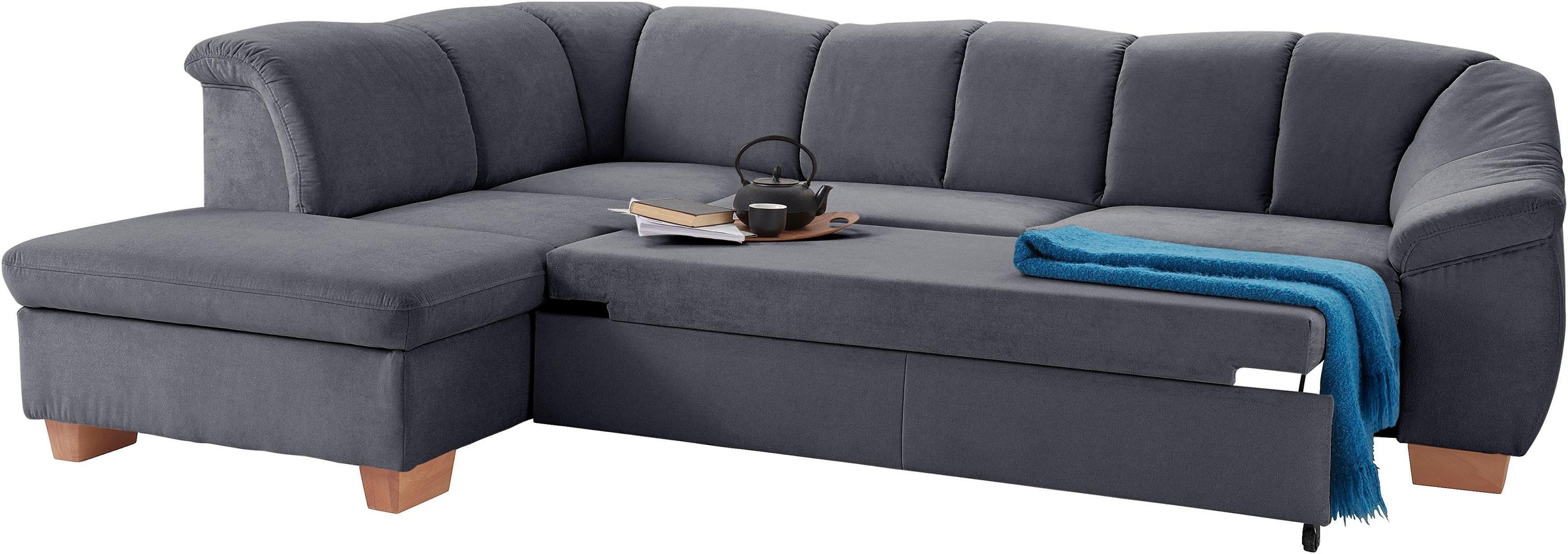 sit&more Ecksofa »Santo L-Form«, mit Federkern, wahlweise mit Bettfunktion und Stauraum