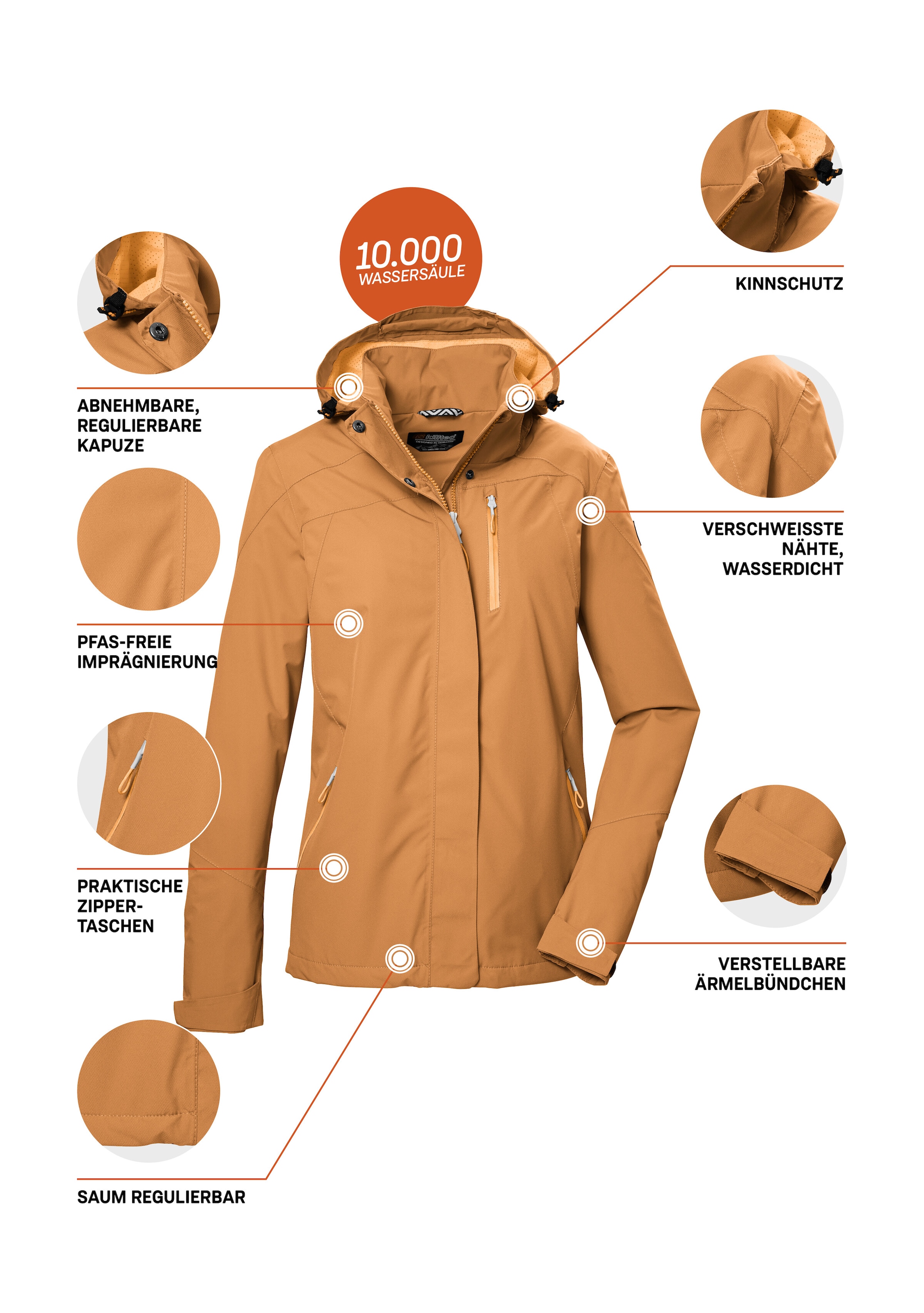 Killtec Outdoorjacke »KOS 28 WMN JCKT«, Wasserdichte, atmungsaktive Damenjacke, PFAS-frei, recyceltes Material
