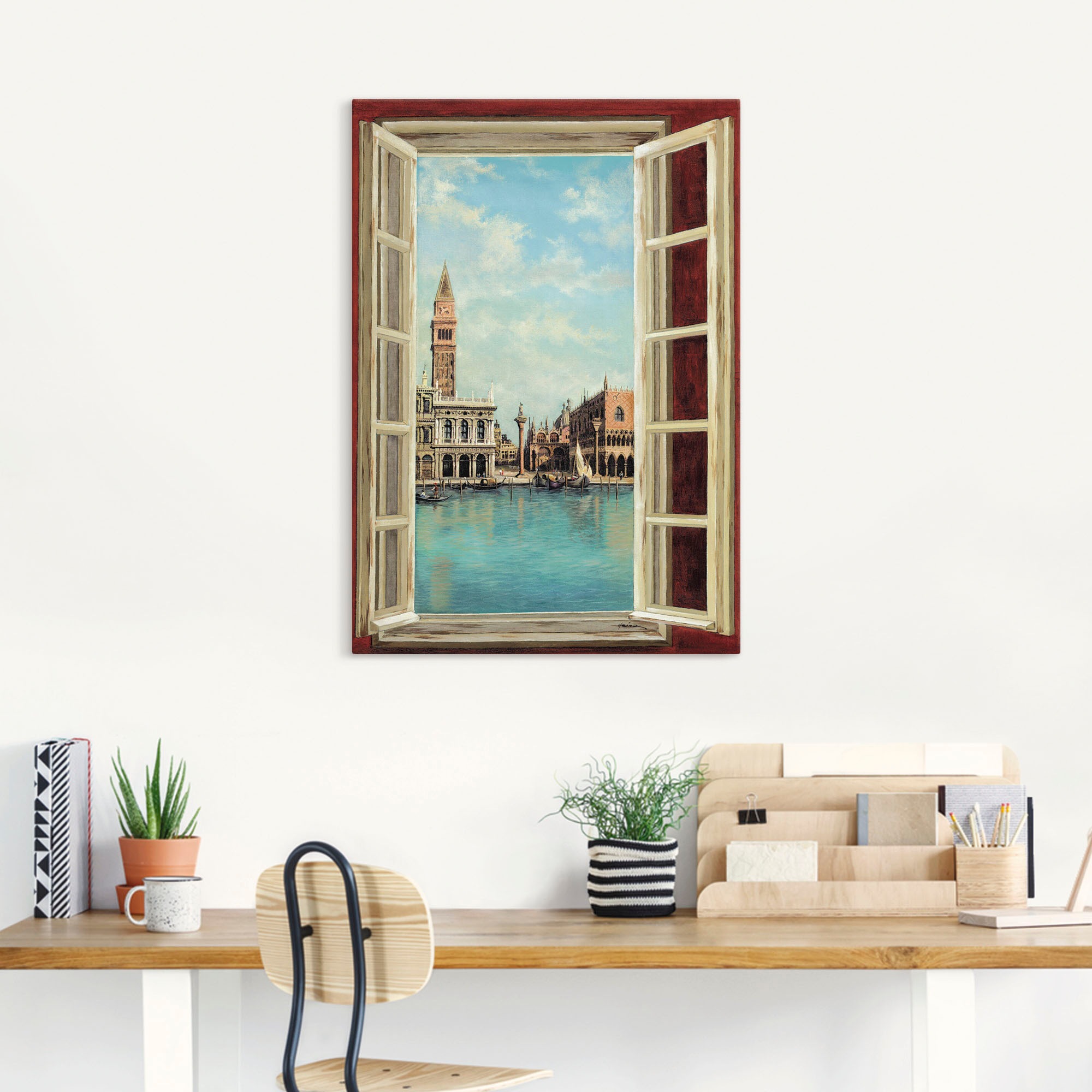 Artland Wandbild »Fenster mit Blick auf Venedig« Fensterblick 1 Stk. tlg. a günstig online kaufen