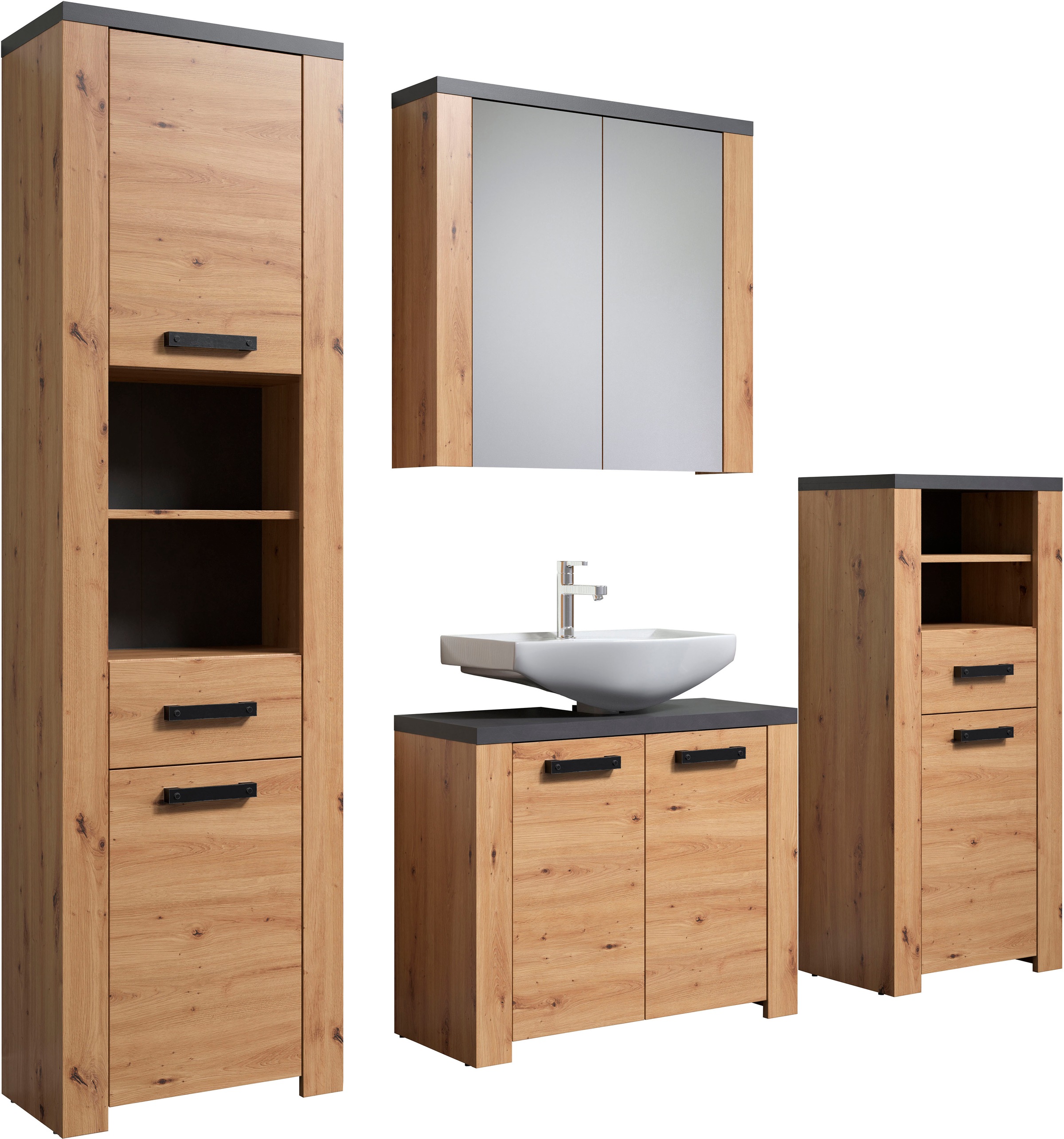 welltime Badezimmer-Set »Ambres«, (4 St.), Komplettset: Hochschrank, Spiege günstig online kaufen