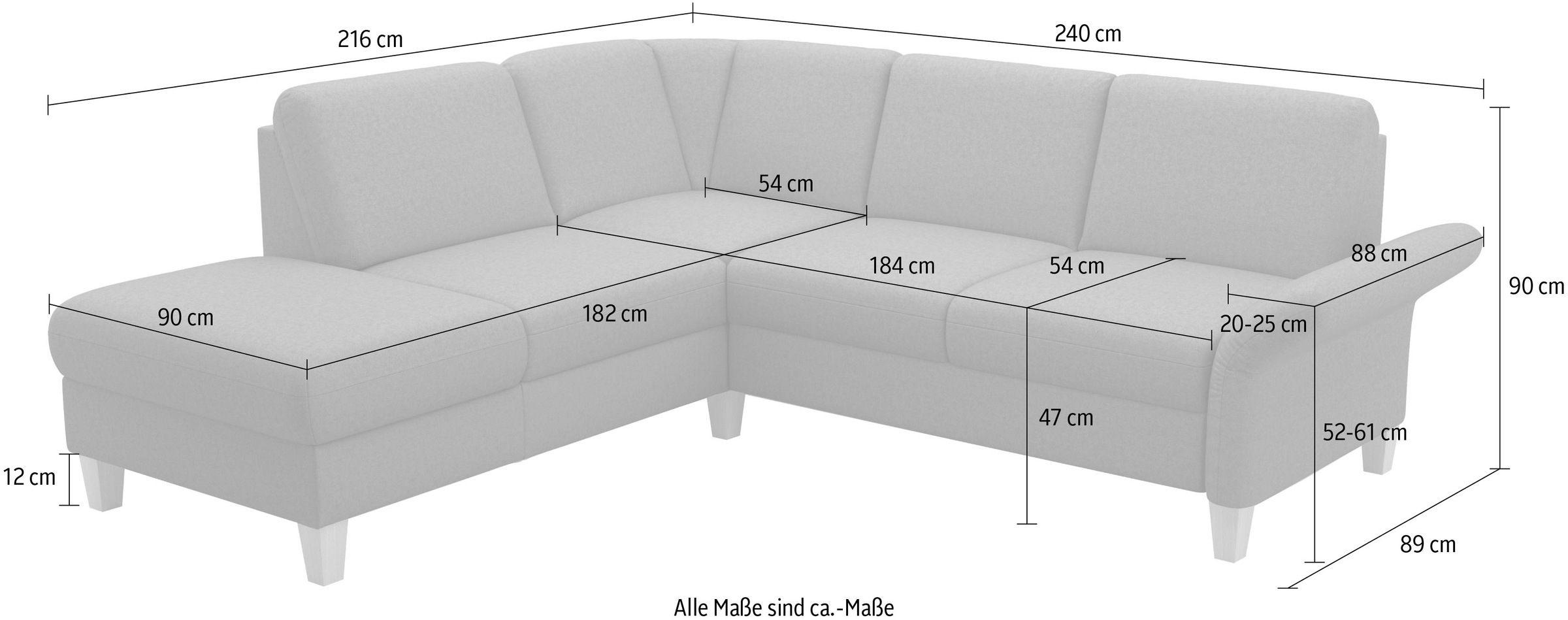 Home affaire Ecksofa »Rochelle«, wahlweise mit Armlverstellung, Klappbett mit Rollen & Bettkasten