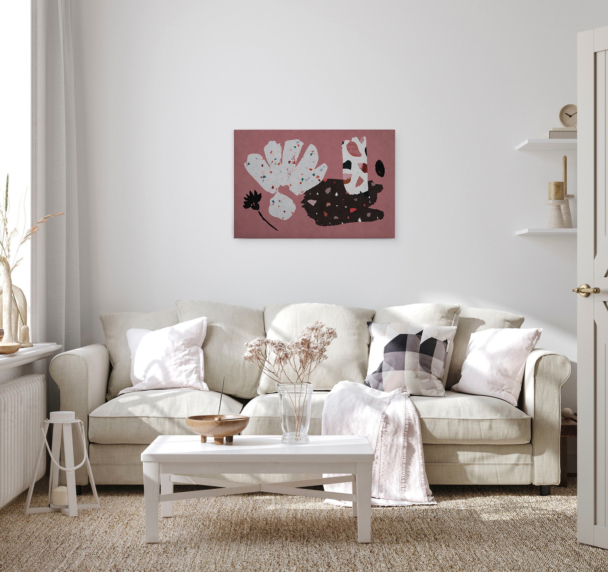 A.S. Création Leinwandbild »terrazzo 4«, Kunst-Abstrakt-Kinder, (1 St.), Keilrahmen Bild Abstrakt Bunt Rosa Leinwand-Bild Wohnzimmer modern