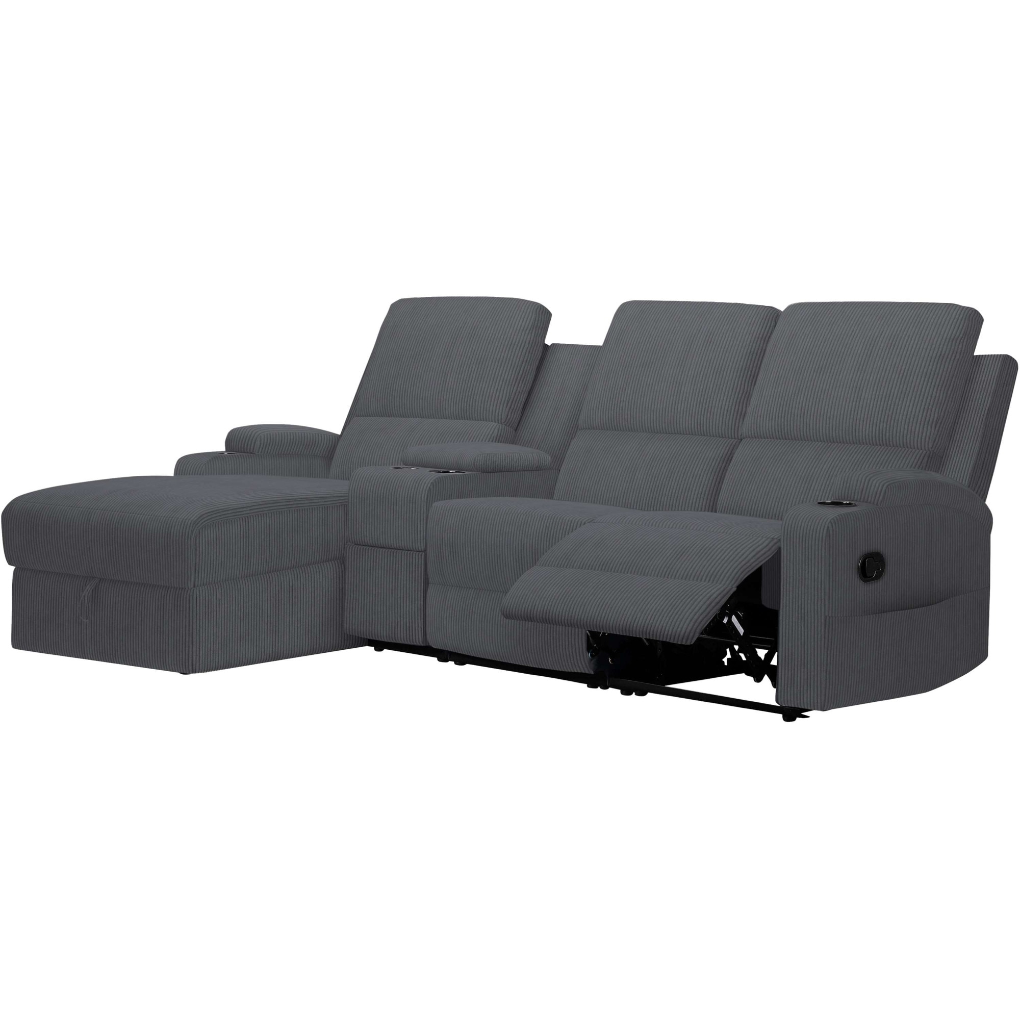 Home affaire Ecksofa »NAPORI Multimediasofa, 3er Kinosessel XXL, L-Form, Cord«, Kinosofa mit Relaxfunktion, Getränkehalter, Staufach und Staukasten