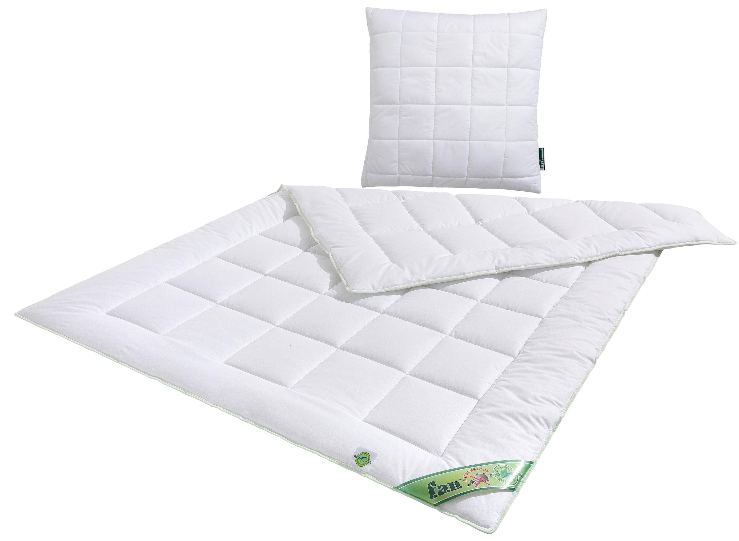 fan Microfaserbettdecke + Kunstfaserkissen »Greenfirst«, (Spar-Set)