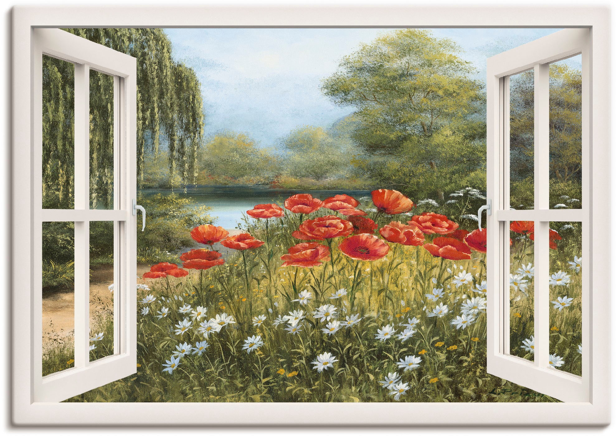 Artland Wandbild »Fensterblick Mohnwiese« Fensterblick 1 Stk. tlg. als Lein günstig online kaufen