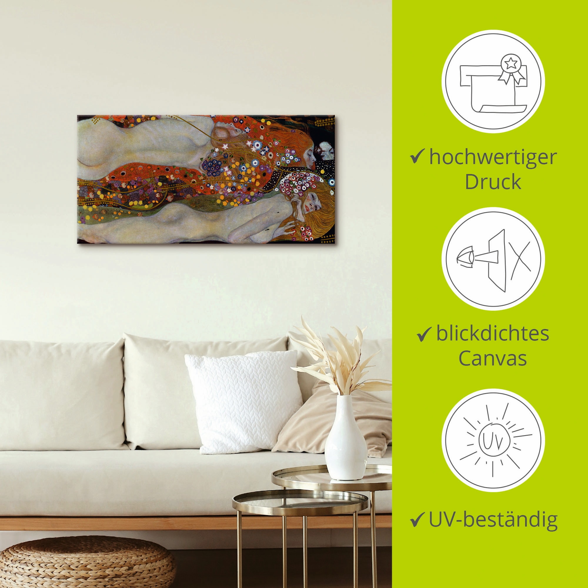 Artland Leinwandbild »Wasserschlangen II (Die Freundinnen)« Frau 1 Stk. tlg. auf Holzrahmen gespannt