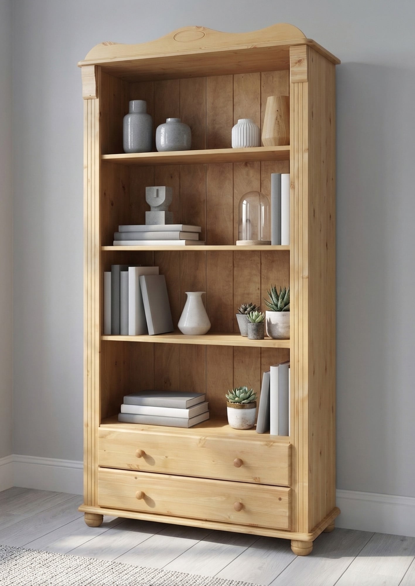 OTTO home Bücherregal »Adele, Standregal, Regal« B/T/H:,  aus massiver Kiefer, Breite 92 cm, mit 2 Schubladen, FSC®