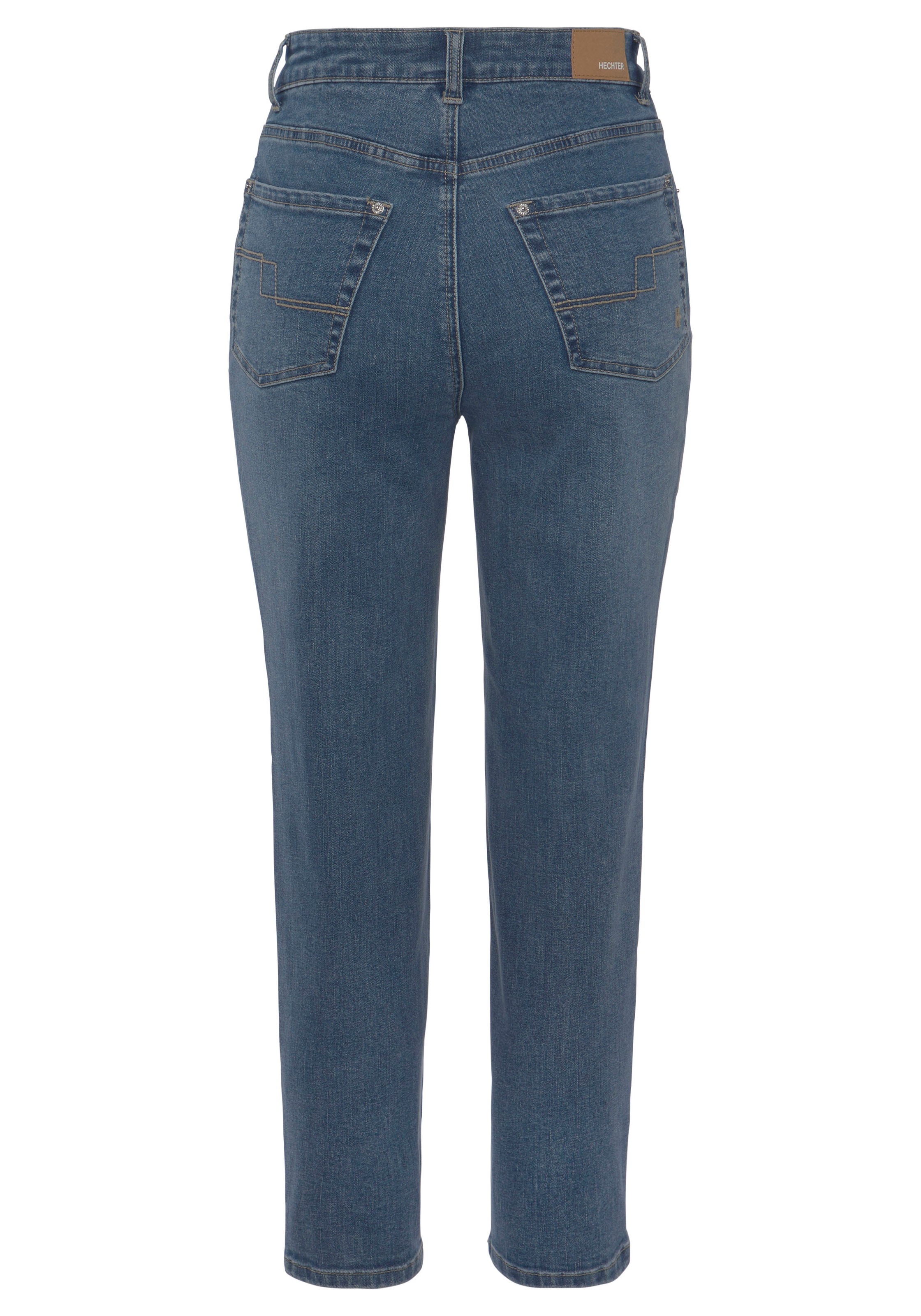 HECHTER PARIS Mom-Jeans, hohe Leibhöhe, knöchelfrei, mit Gürtelschlaufen