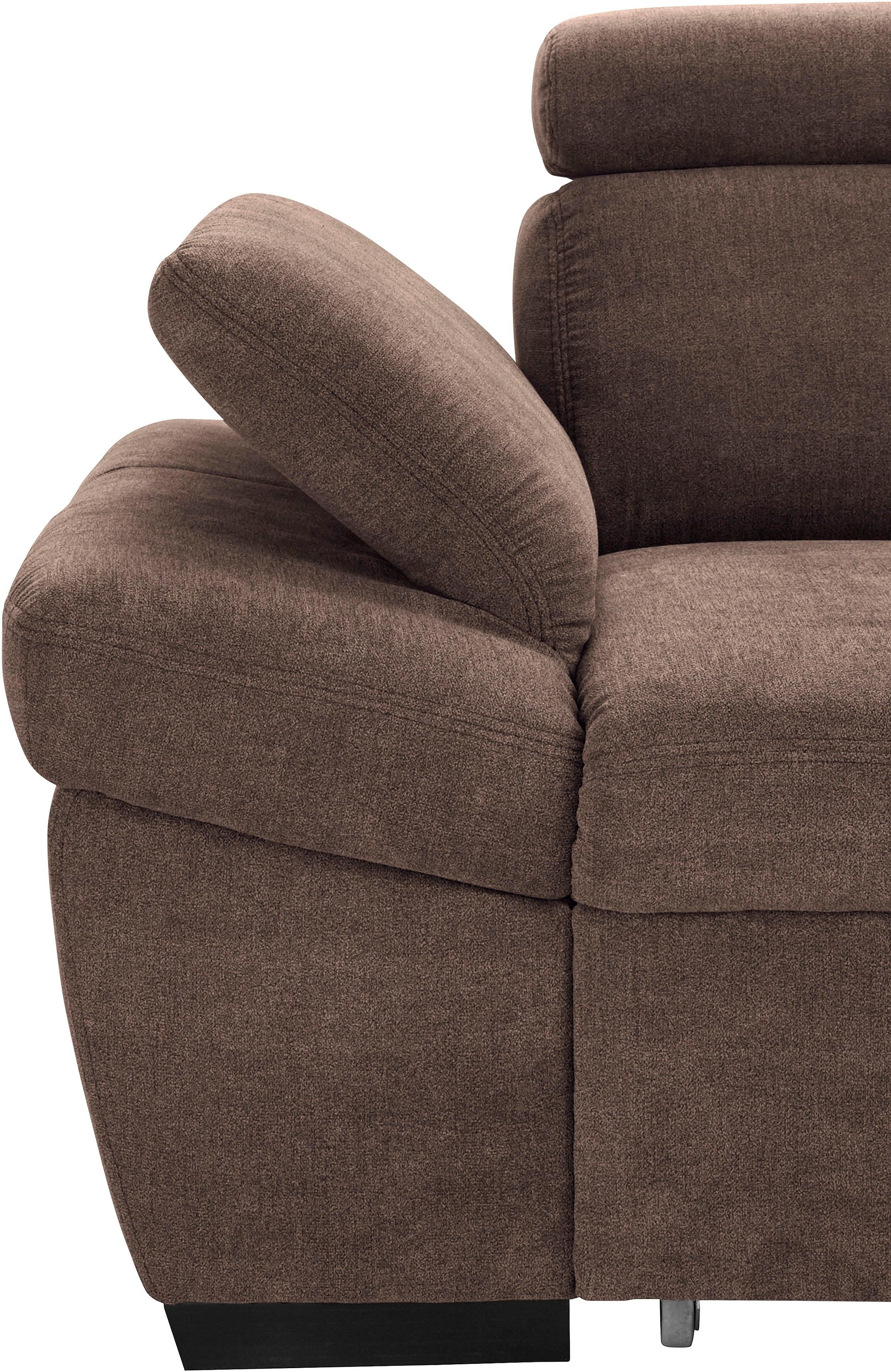 exxpo - sofa fashion Ecksofa »Salerno, klassisch modernes Funktionssofa, hoher Sitzkomfort, L-Form«, inkl. Kopf- und Armteilverstellung, wahlweise mit Bettfunktion