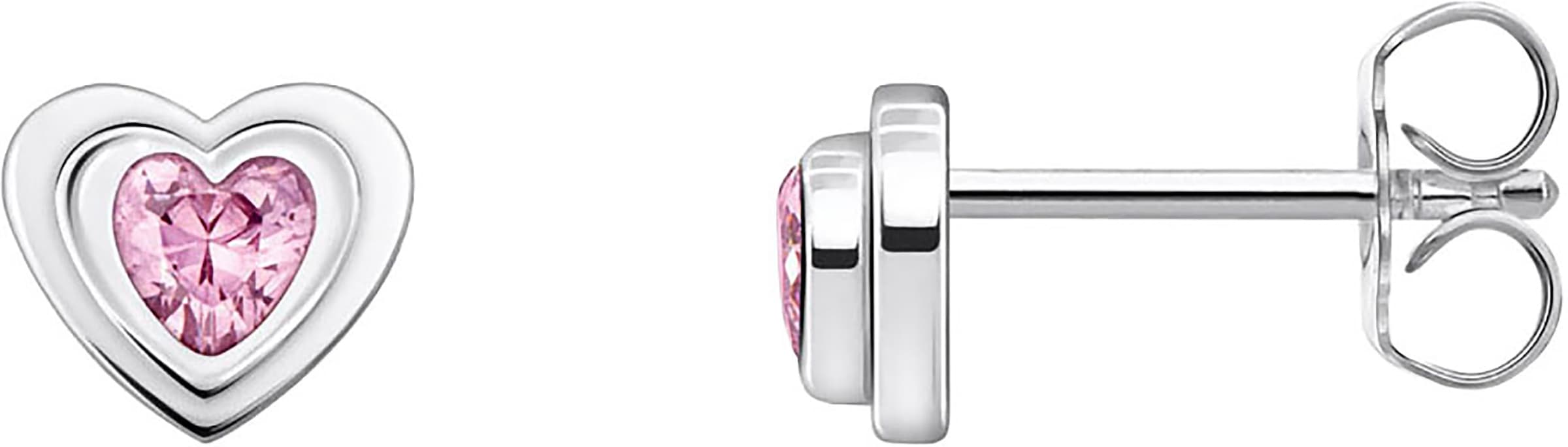 THOMAS SABO Paar Ohrstecker »Herz mit pinkfarbenem Zirkonia« mit Zirkonia (synth.)