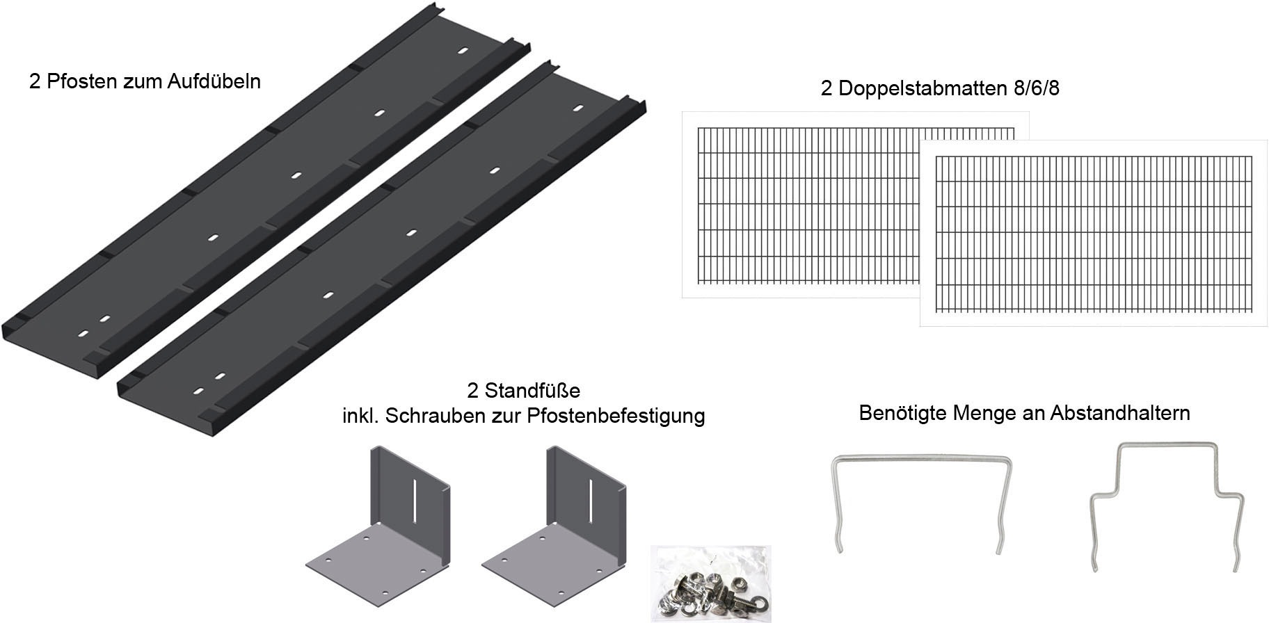 KRAUS Gabionenzaun »Gabione-200«, anthrazit, 103 cm hoch, 2 Elemente für 2 m, 2 Pfosten 104 cm