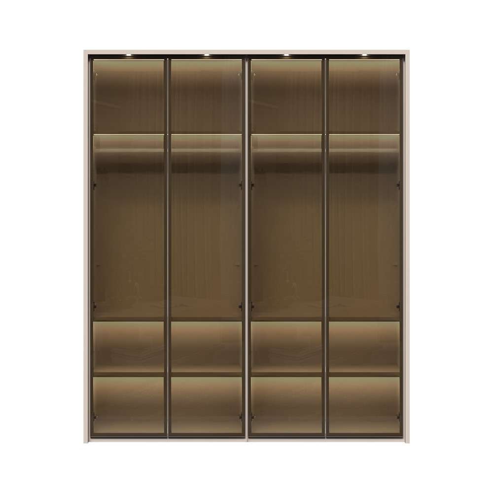 Places of Style Drehtürenschrank »Opera Parsol-Glastüren, LED-Glasbodenbeleuchtung, mit und ohne Kranz«, Glastüren, UV-Lack, LED-Innenbeleuchtung, Soft-Close-Funktion