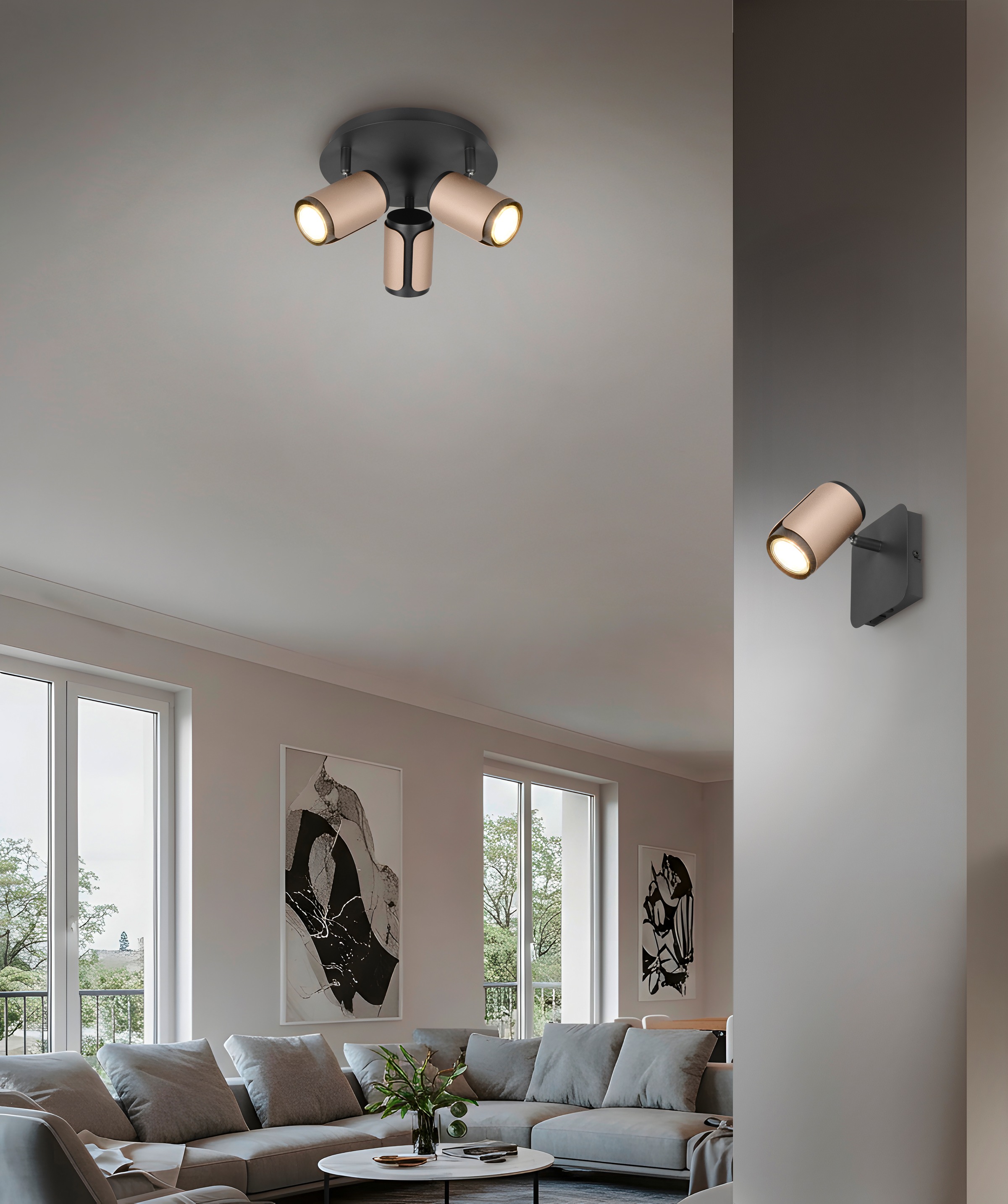 TRIO Leuchten Deckenstrahler »GILLAN, Spot 1-flammig, exkl 1x GU10 max 10W, 12x12x16,5 cm (B/H/T)«, 1 flammig, Leuchtmittel GU10 | Leuchtmittel wechselbar, als Wandstrahler oder Deckenstrahler montierbar, mit Kippschalter
