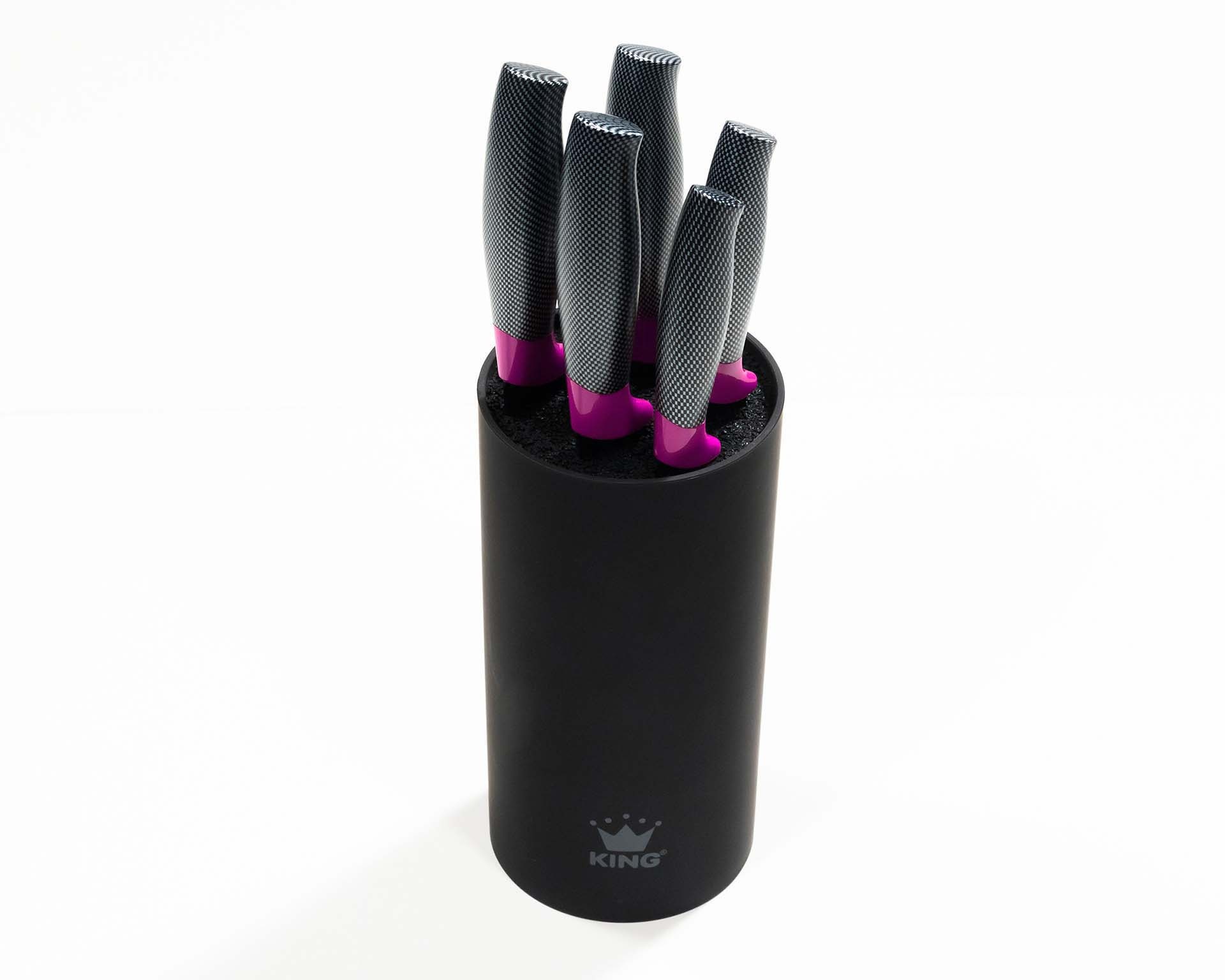 KING Kochtopf »Carbon Optic«, Aluminiumguss, (Set, 7 tlg.), Induktion, inkl. Messerblock mit 5 Messern