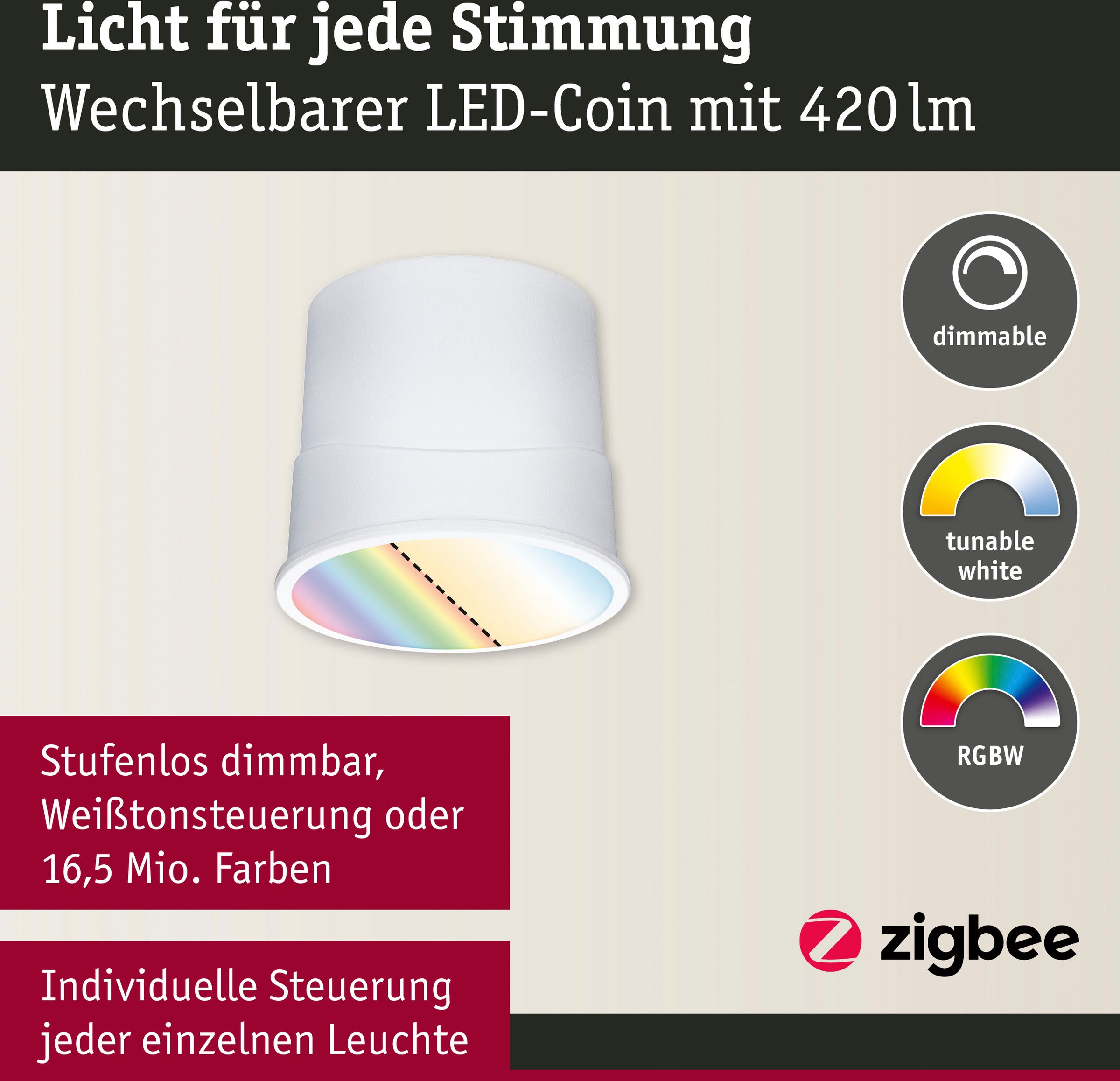Paulmann LED Einbauleuchte »Base 230V 420lm«, 1 flammig-flammig, Zigbee RGB günstig online kaufen