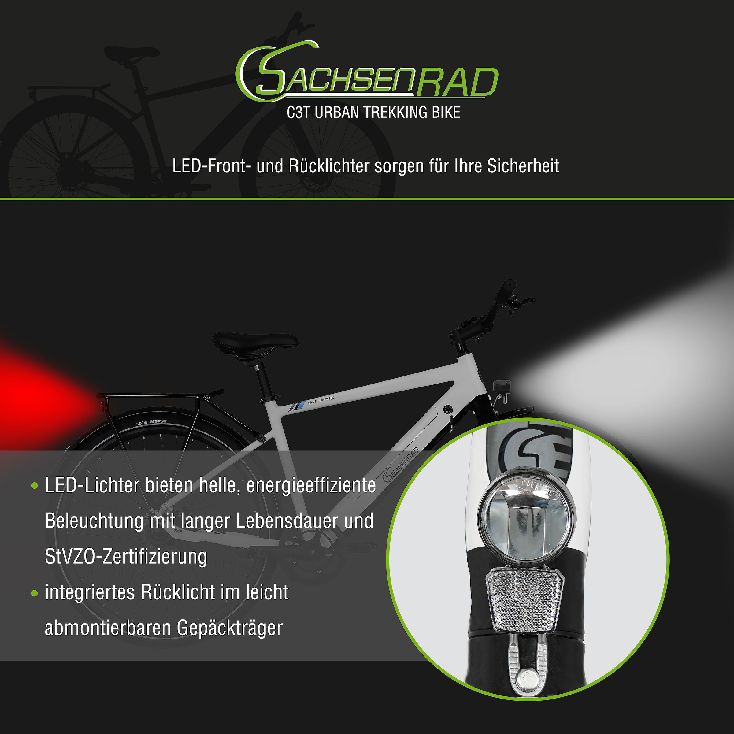 SachsenRad E-Bike »C3T«, 1 Gang, Shimano, keine, Heckmotor 250 W