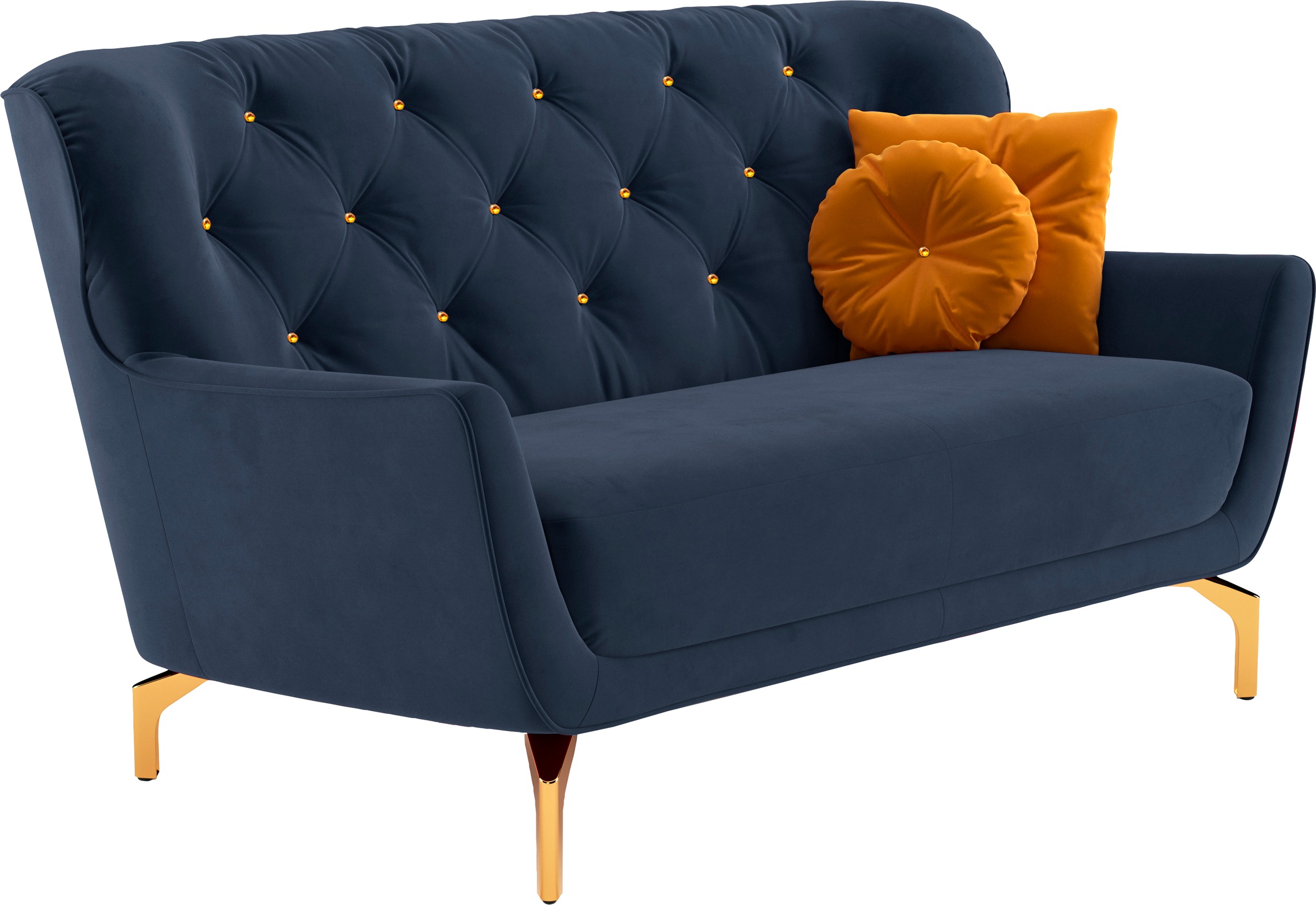sit&more 2-Sitzer »Orient 3«, inkl. 2 Zierkissen mit Strass-Stein, goldfarbene Metallfüße