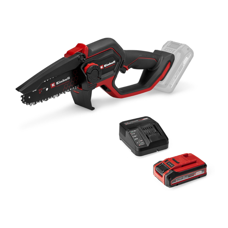 EINHELL Akku-Kettensäge »PROFESSIONAL Akku-Astkettensäge »GP-PS 18/20 Li BL« (1x4, 0Ah+)« Inkl. Akku und Ladegerät Schwarz, Rot Zum Zerkleinern von...