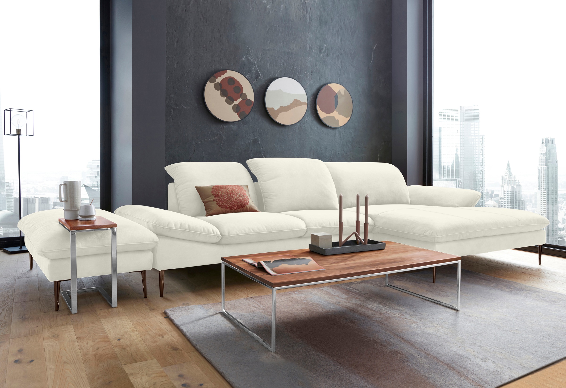W.SCHILLIG Ecksofa »enjoy&MORE, Designsofa, bequem, elegant und zeitlos, L-Form«, Sitztiefenverstellung, Füße bronze pulverbeschichtet, Breite 340 cm