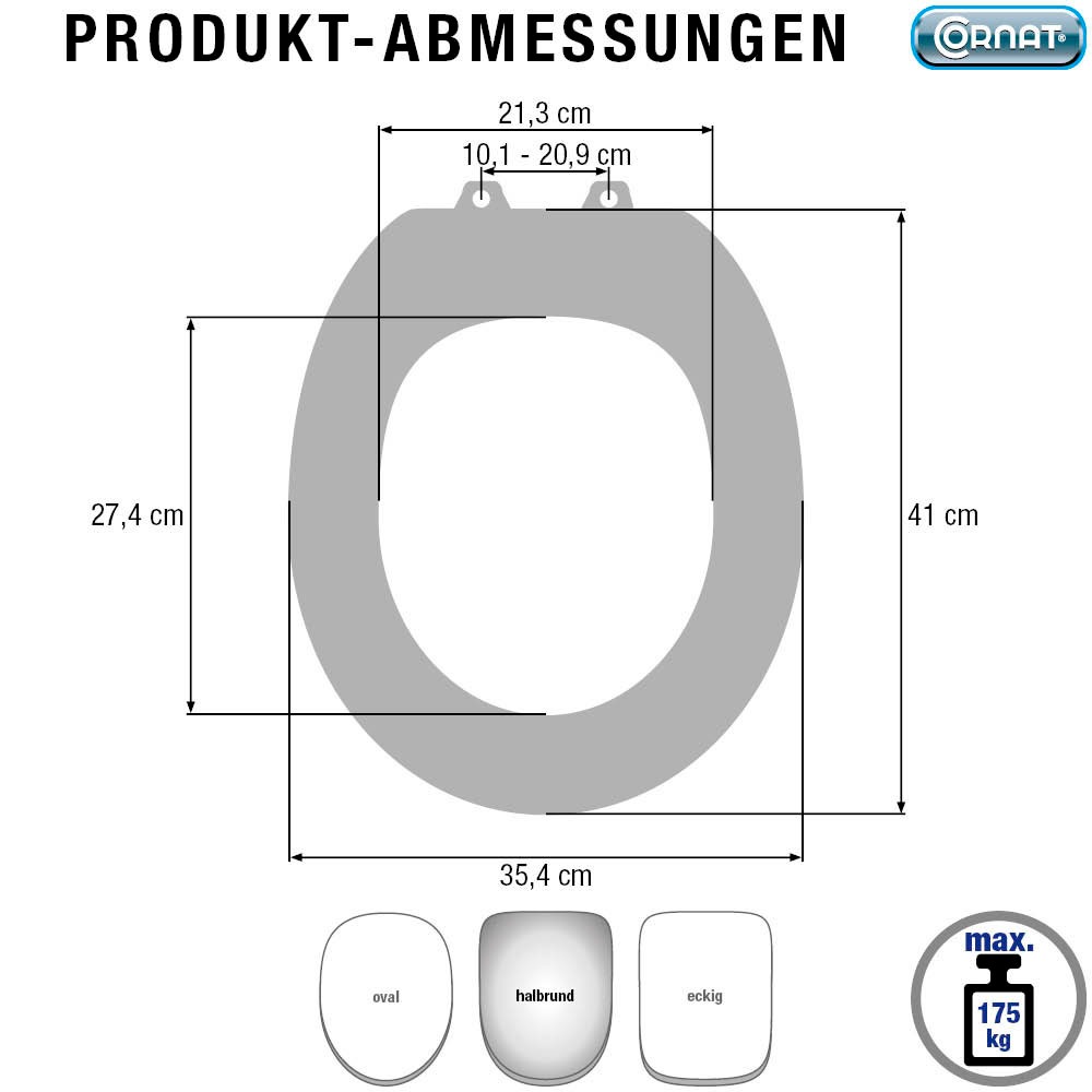 CORNAT WC-Sitz »PREMIUM 10« ergonomisches Design, mit Soft-Close-Funktion