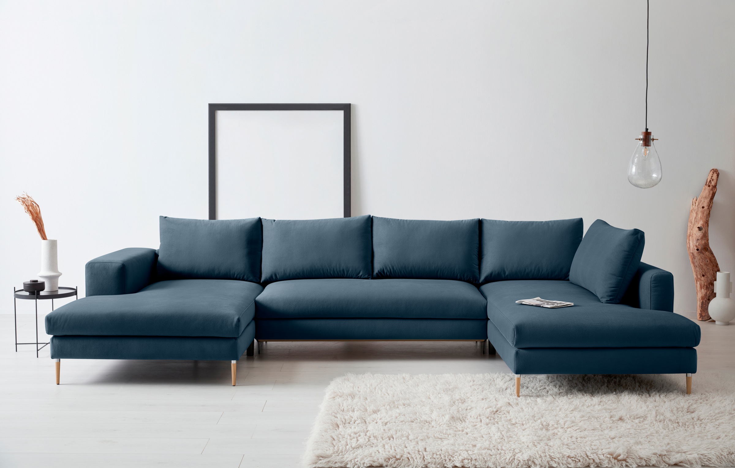 OTTO products Wohnlandschaft »Finnja, viel Platz, wahlweise Bettfunktion und Bettkasten, U-Form«