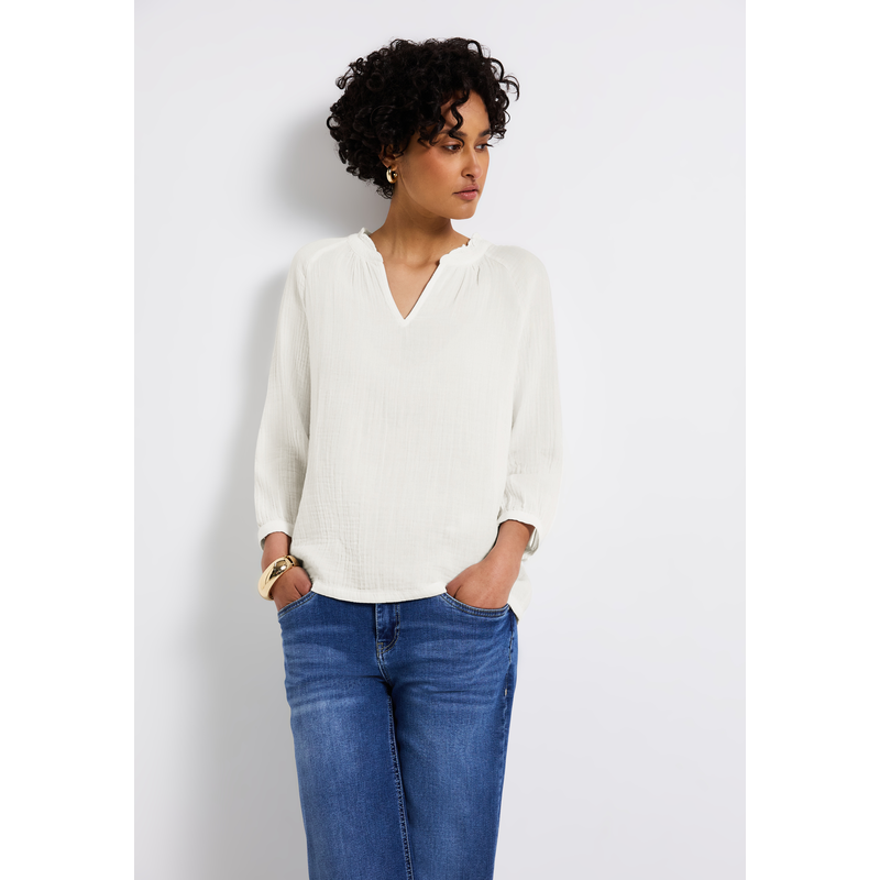 STREET ONE Schlupfbluse mit Rüschen und im Tunika-Stil off white 46 46 Musselin Tunika von STREET ONE5