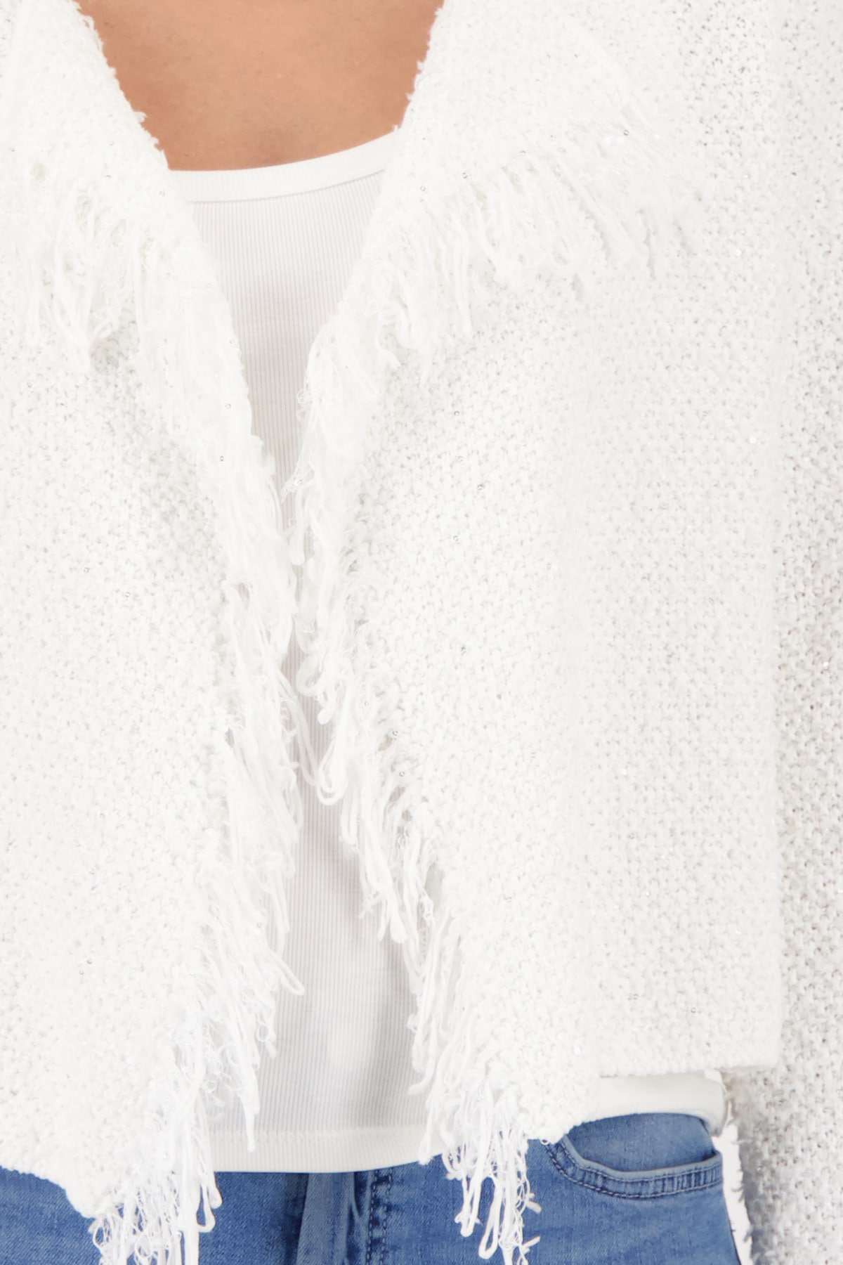 Monari Strickjacke »Jacke Strickjacke Fransen« Regular fit mit Fransen