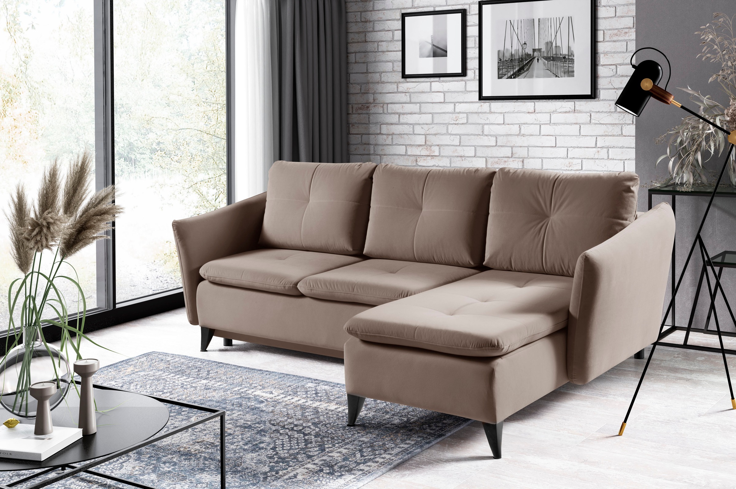 Sofa mit losen Rückenkissen, bestellen Schlaffunktion »Vesuv«, mit WERK2 Eckcouch online Ecksofa Moderne