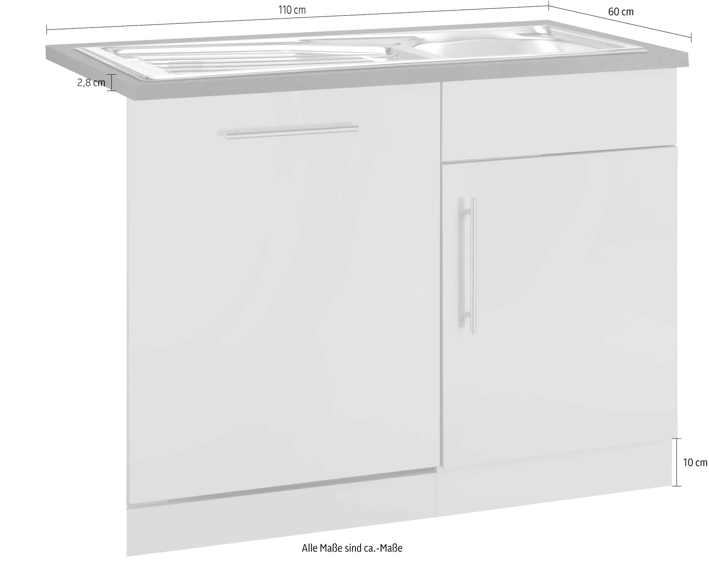 wiho Küchen Spülenschrank »"Cali"«, 110 cm breit, inkl. Tür/Sockel für Geschirrspüler