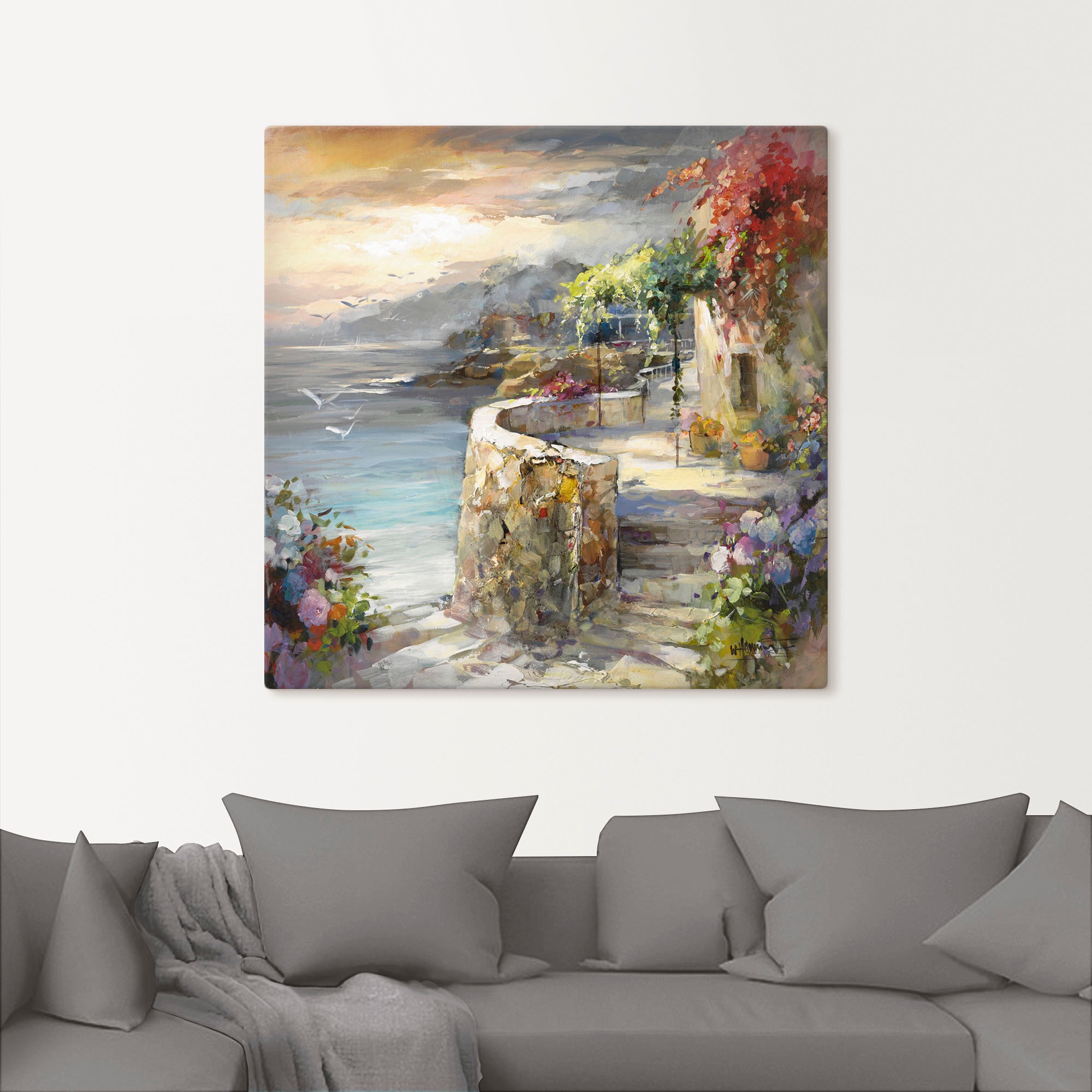 Artland Wandbild »Möwen und Sonnenuntergang« Gewässer 1 Stk. tlg. als Leinw günstig online kaufen