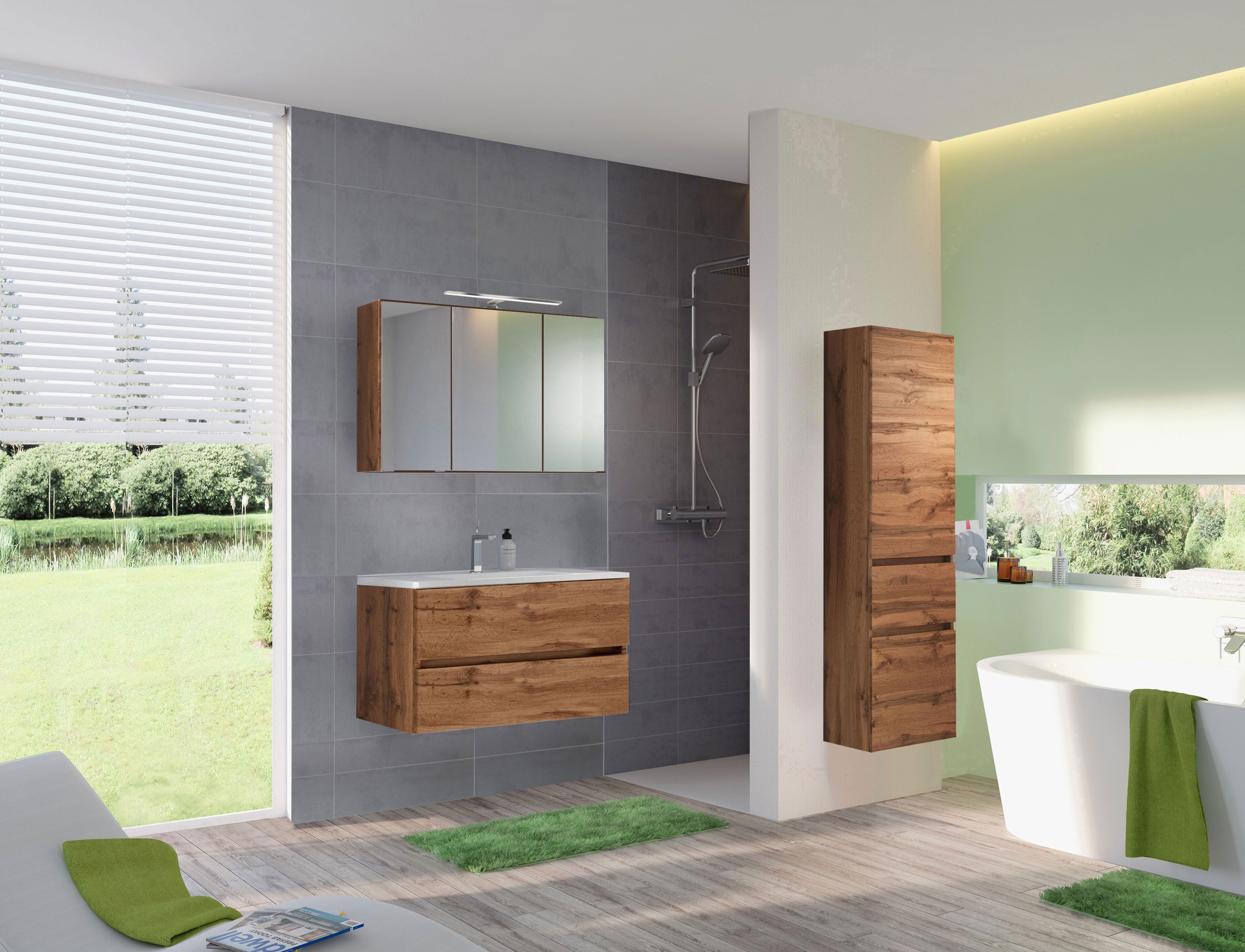 welltime Badmöbel-Set »Welltime Möbel Baabe Waschtisch-Set 3tlg. oder 5tlg. günstig online kaufen